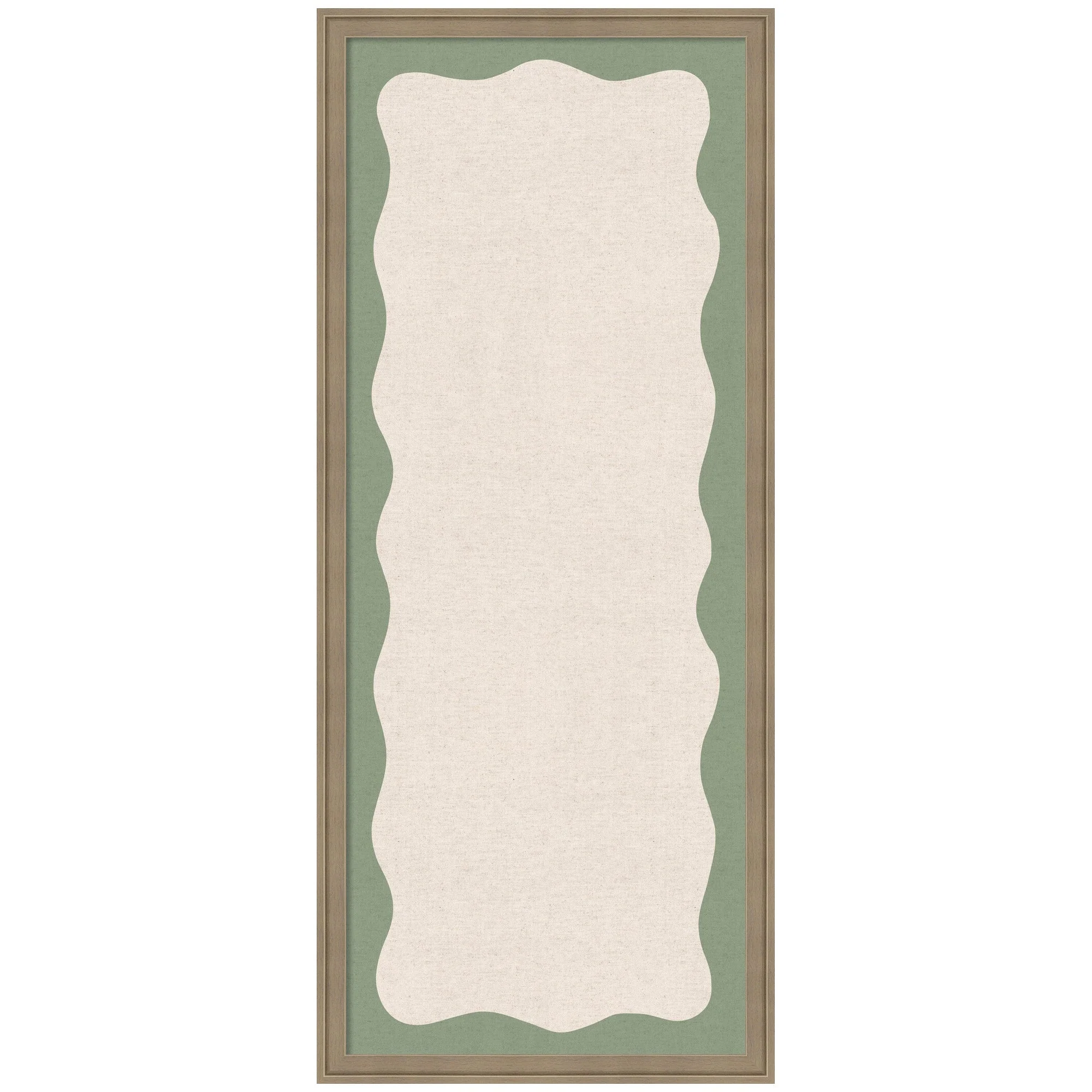 Framed Fabric Pinboard Wavy Neutral Linen and Green Wall Organization - Image 22