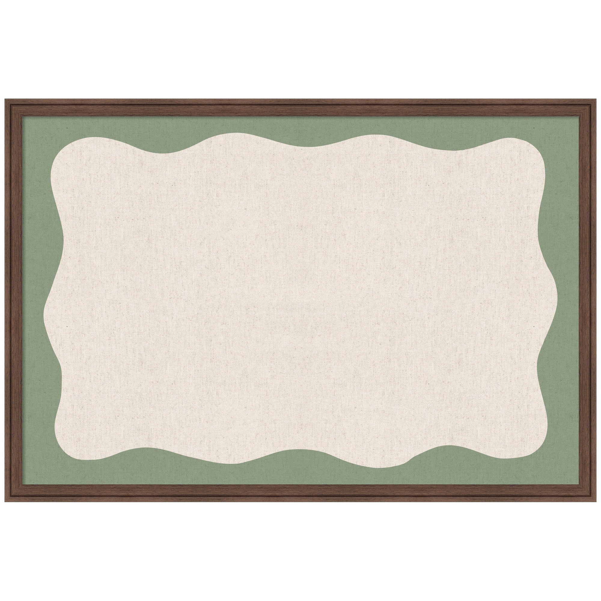 Framed Fabric Pinboard Wavy Neutral Linen and Green Wall Organization - Image 5