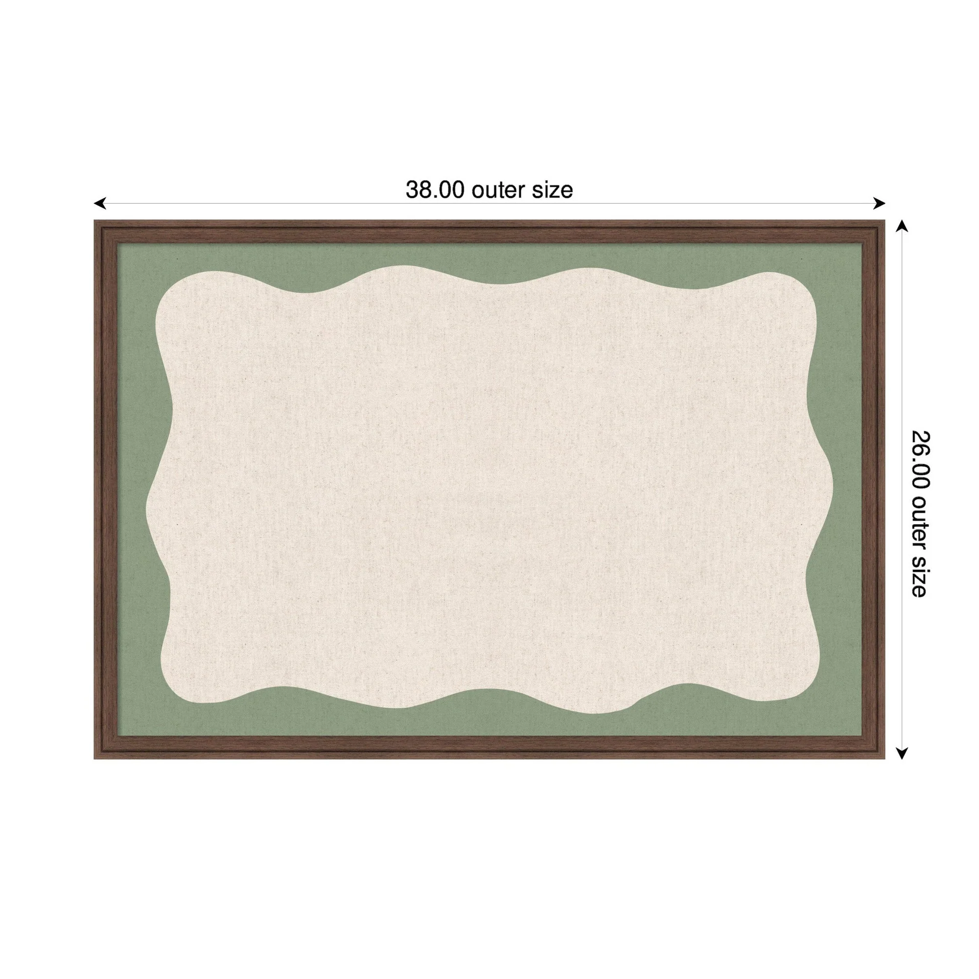 Framed Fabric Pinboard Wavy Neutral Linen and Green Wall Organization - Image 6