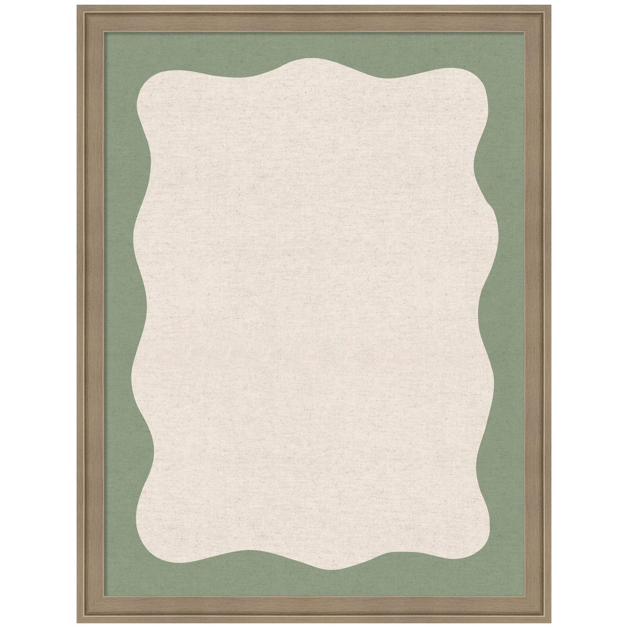 Framed Fabric Pinboard Wavy Neutral Linen and Green Wall Organization - Image 9