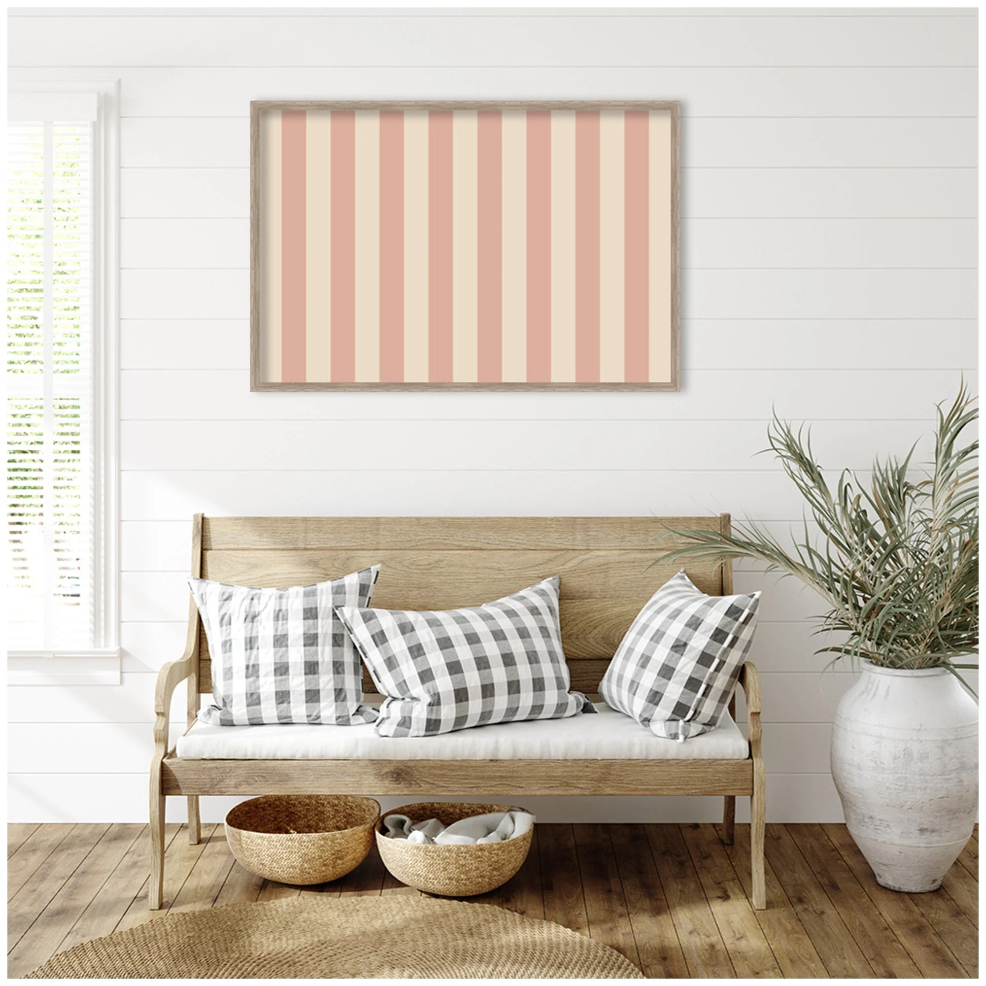 Framed Fabric Pinboard Wide Stripes Pink Wall Organization - Image 29