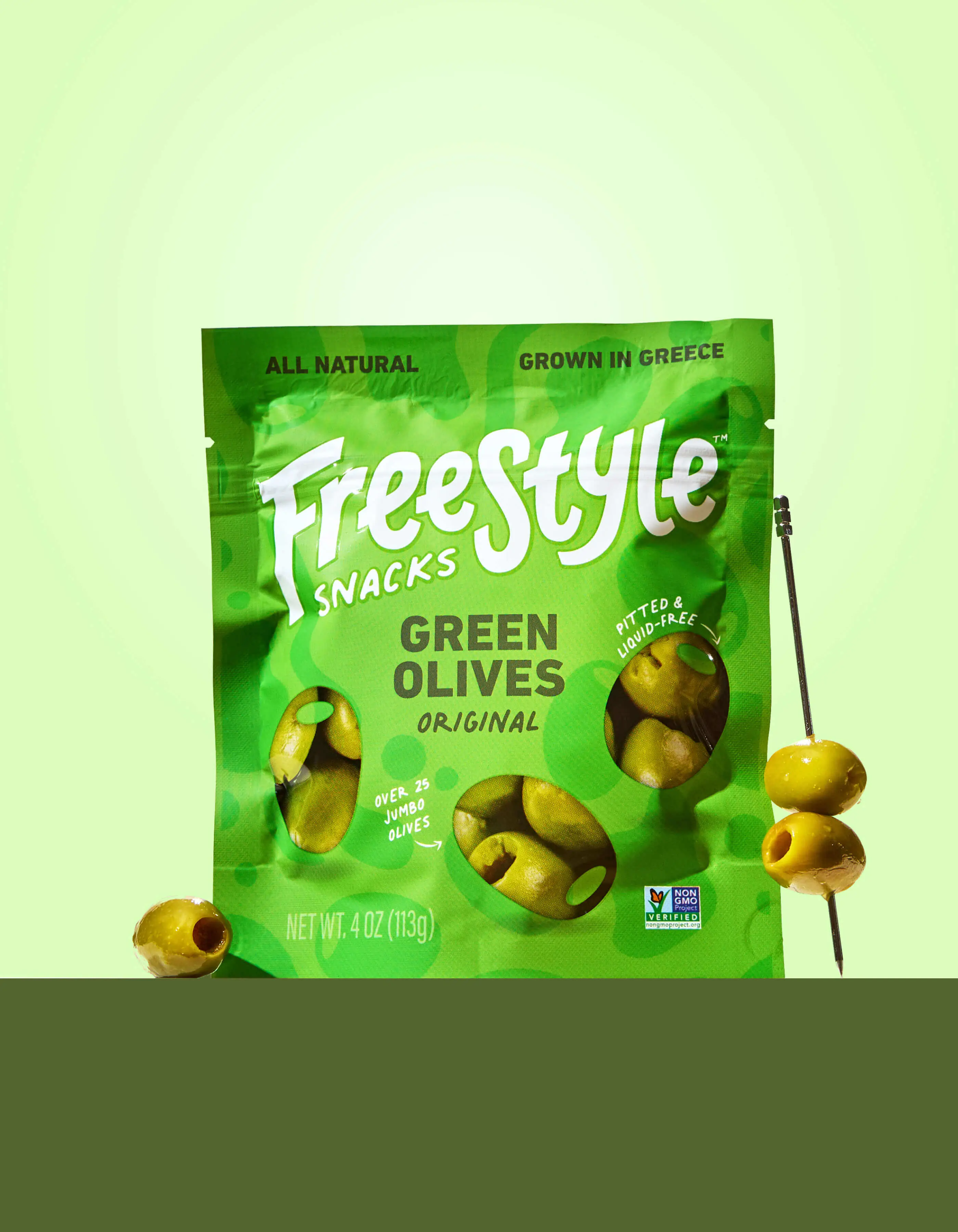 EVOO Marinated Original Pitted Green Olives - (6) 4oz Pouches