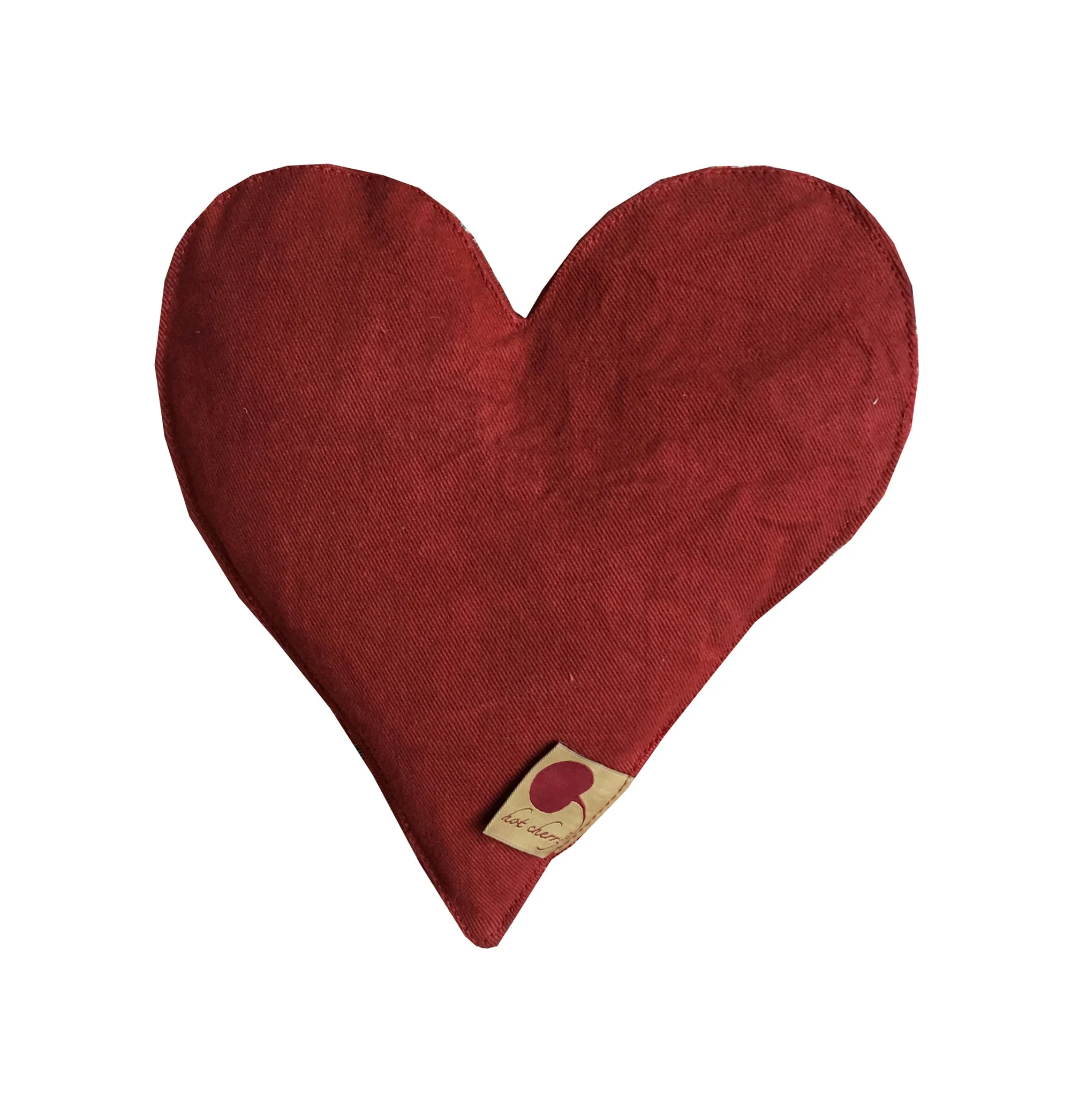 Hot Cherry Heart Shaped Heat Pillow - Red Denim