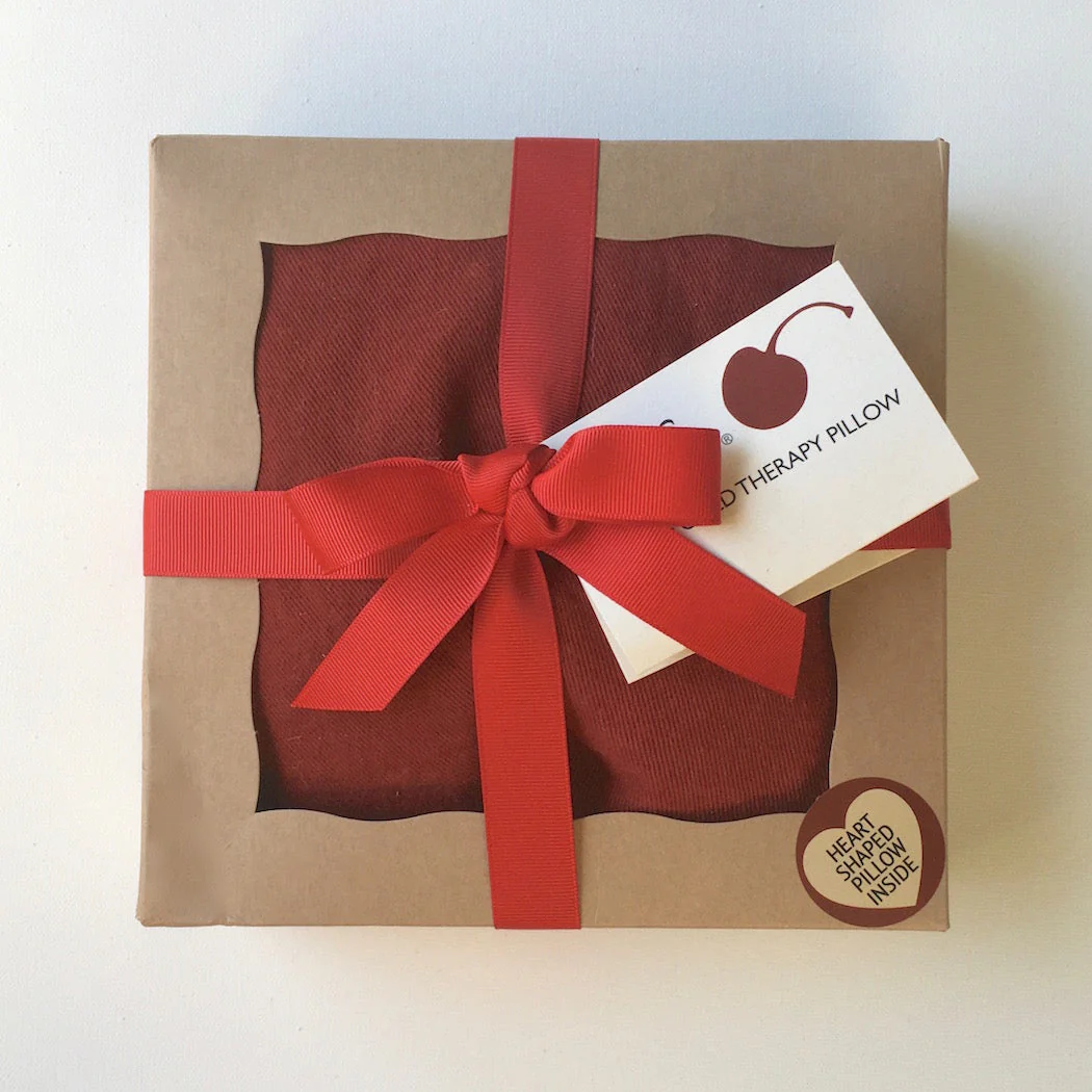 Hot Cherry Heart Shaped Heat Pillow - Red Denim - Image 4