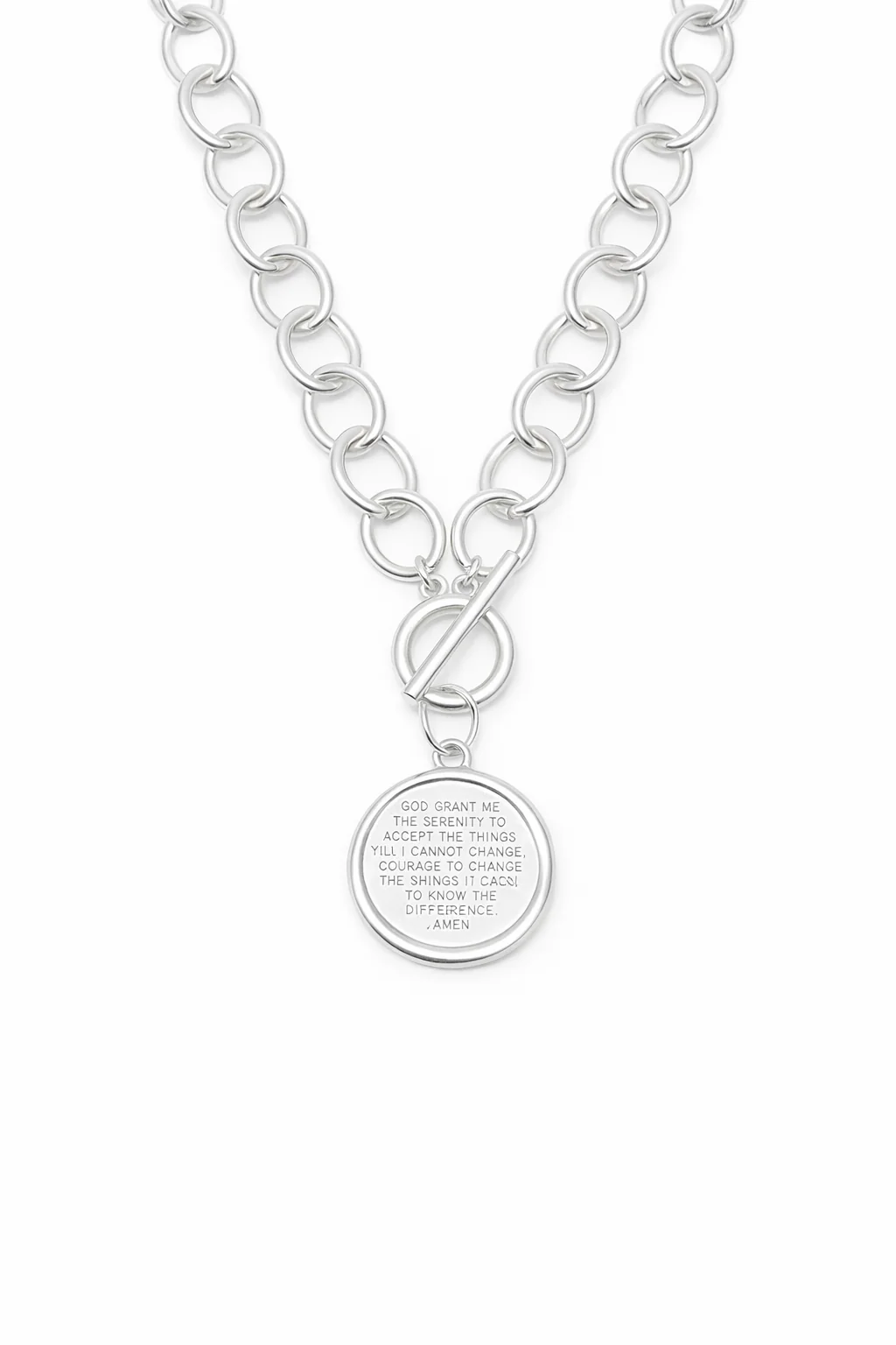Heirloom Circle Loop Necklace with Silver Serenity Prayer - Image 3