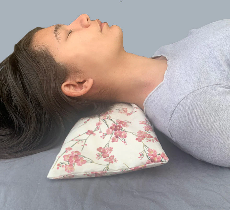 Hot Cherry Cervical Neck Pillow - Natural Denim - Image 2