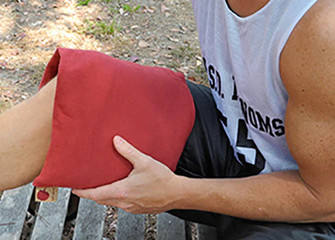Hot Cherry Double Square Pillow - Red Denim - Image 4