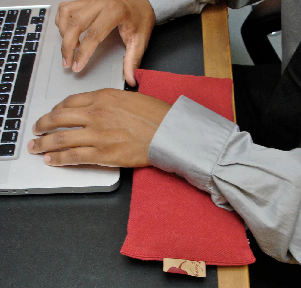 Hot Cherry Microwavable Eye Pillow - Red Denim - Image 5