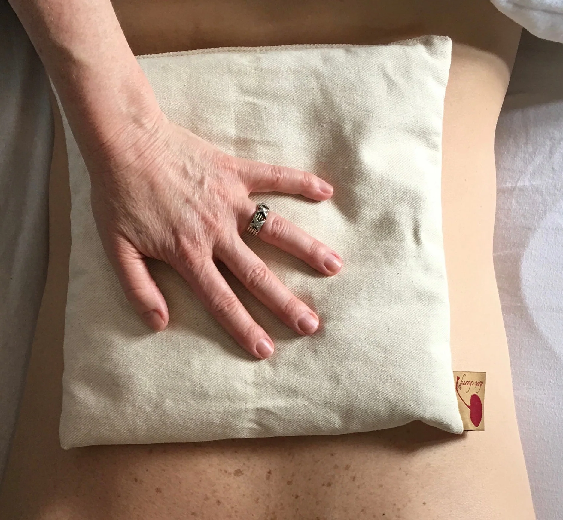 Hot Cherry Square Heat Pillow - Natural Denim - Image 4
