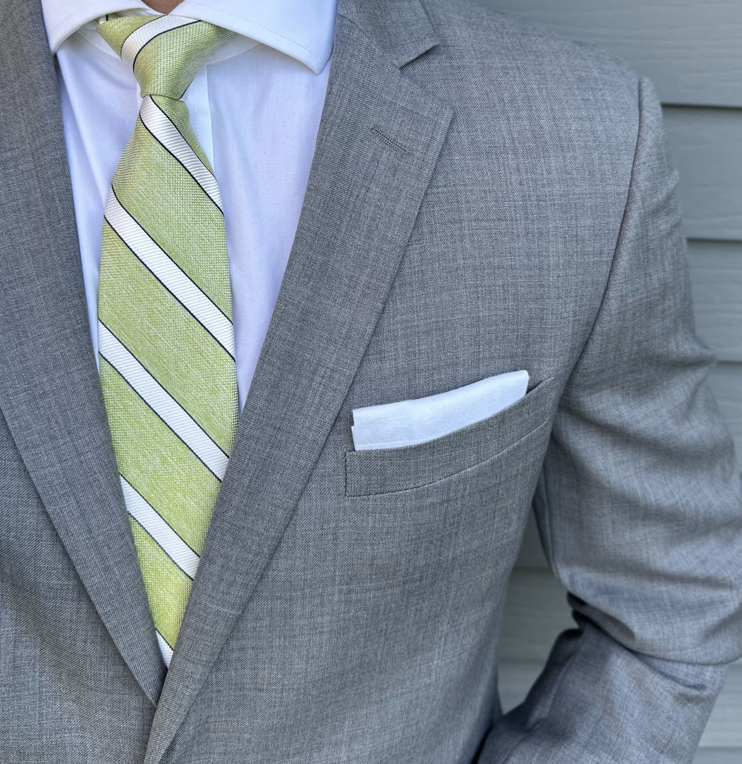 Jansen Green Textured Stripe Tie - Image 2
