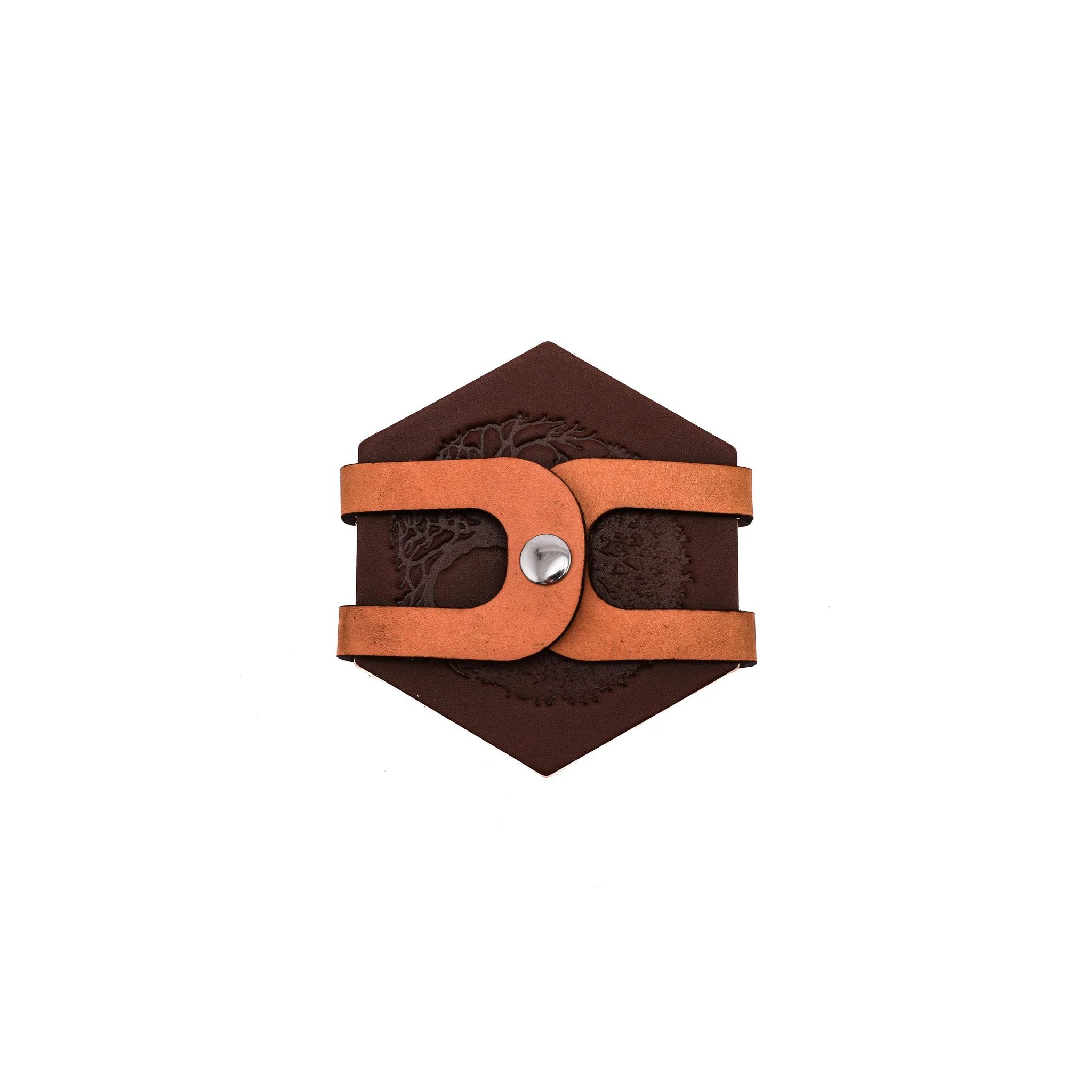 Leather Coaster Set with Holder - 4 Pack - Image 3
