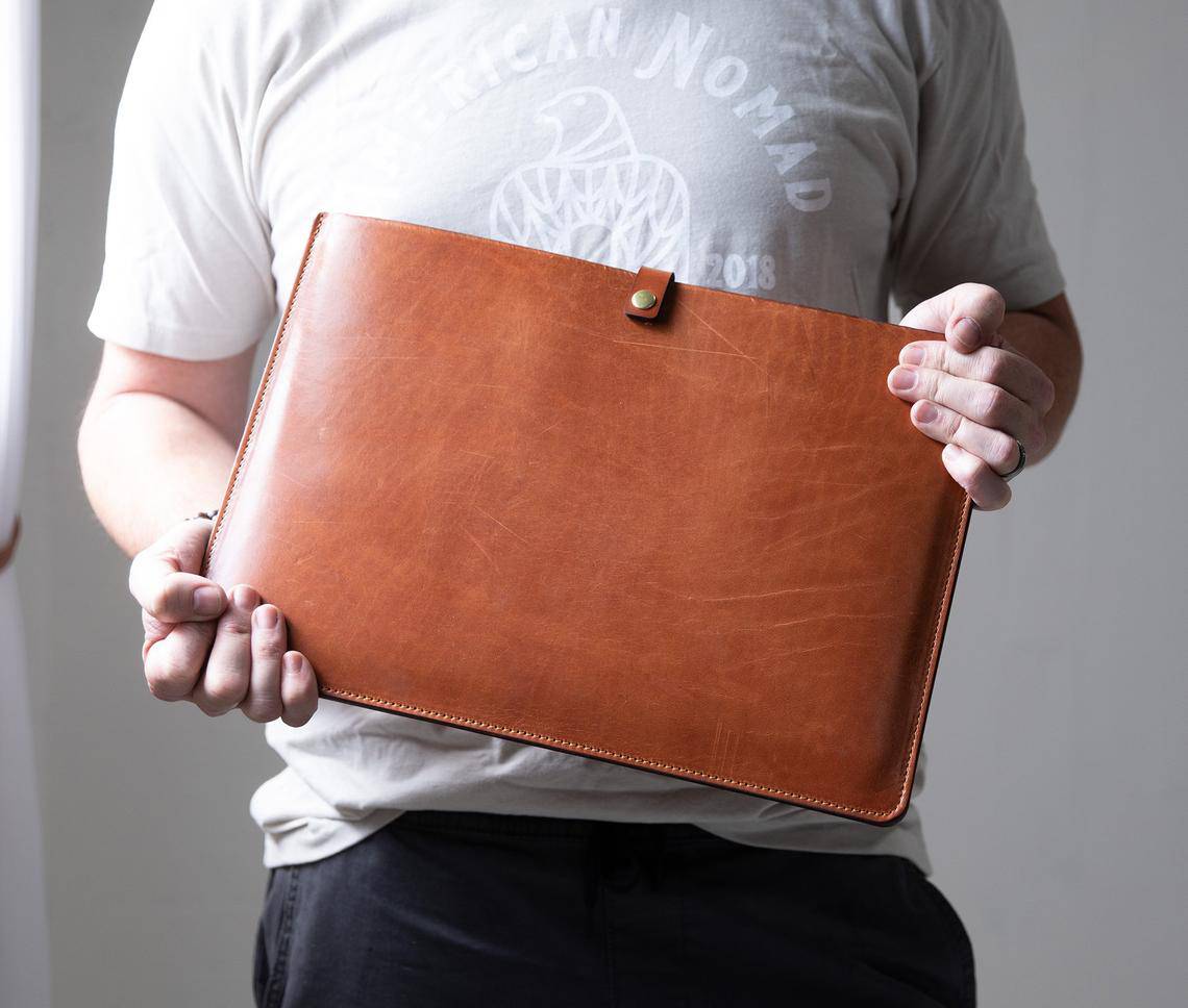 Premium Leather Laptop Sleeve - 13"-15" Cover