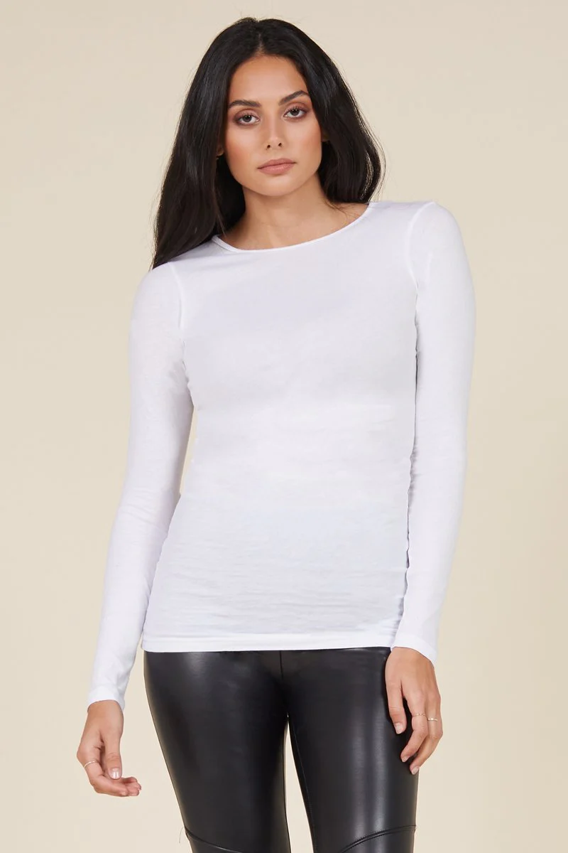 Long Sleeve Crew Neck Cotton T-Shirt - Image 3