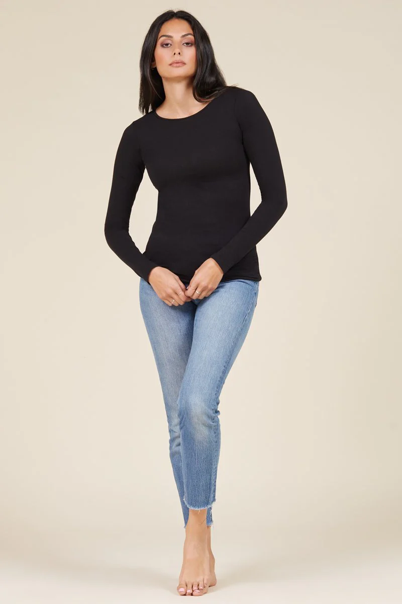 Long Sleeve Crew Neck Cotton T-Shirt - Image 6