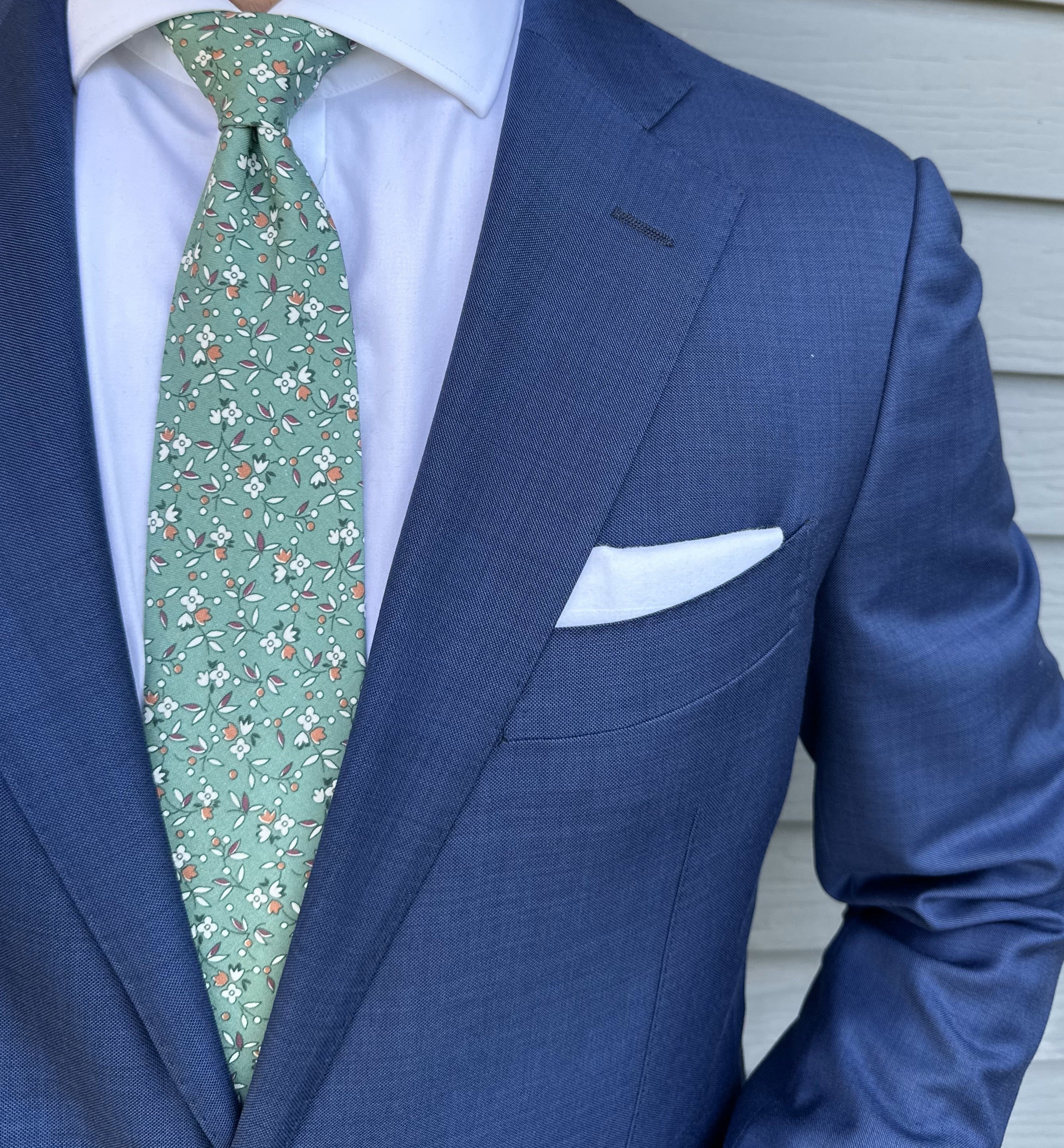 Handmade Mason Seafoam Floral Tie - Silk - Image 2