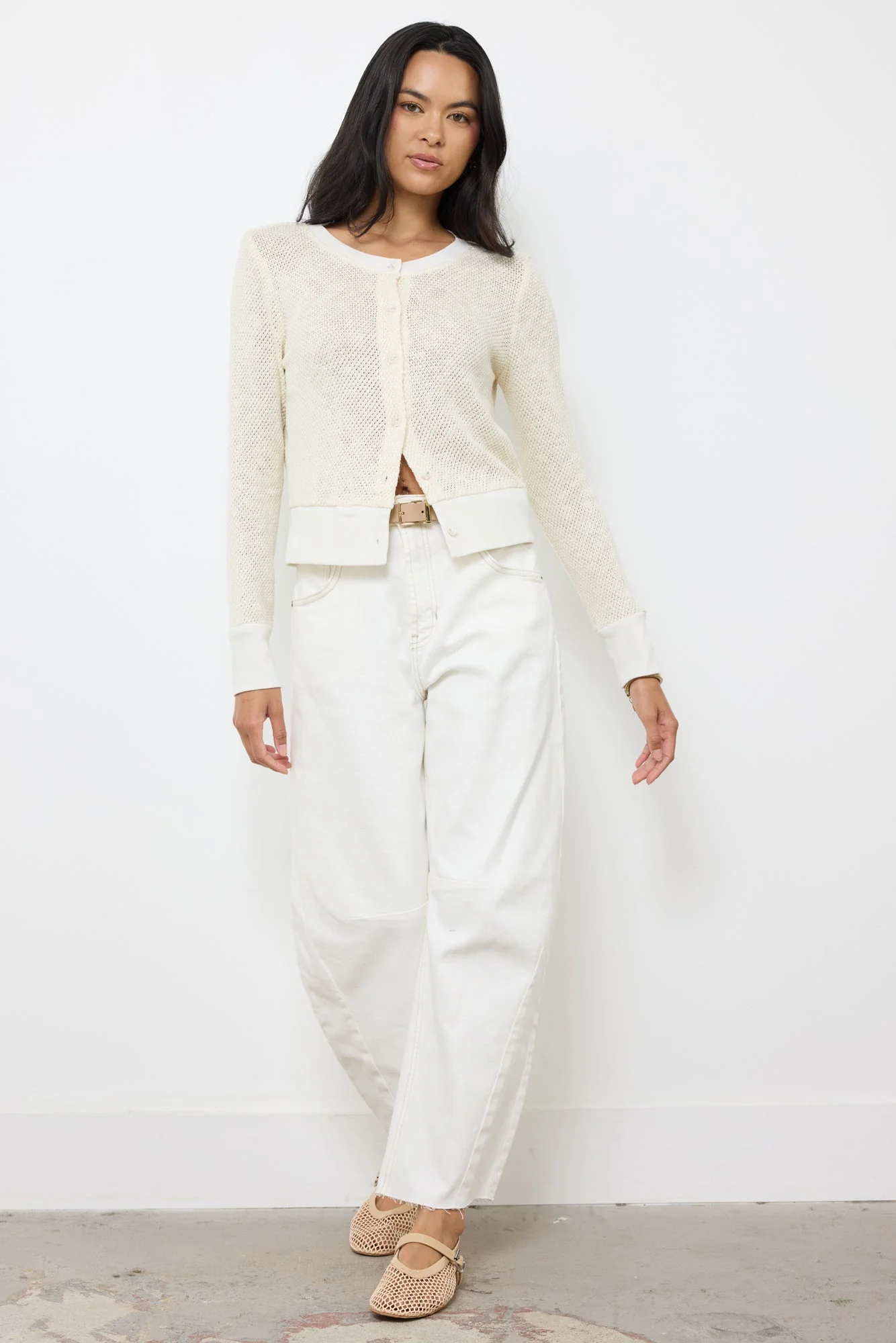 Lightweight Crochet Knit Cotton Cardigan - Image 3