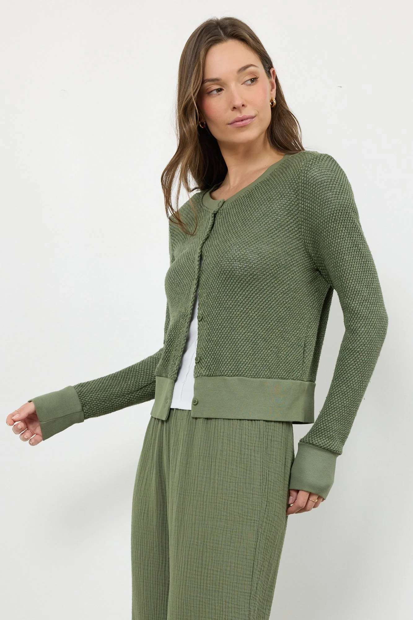 Lightweight Crochet Knit Cotton Cardigan - Image 8