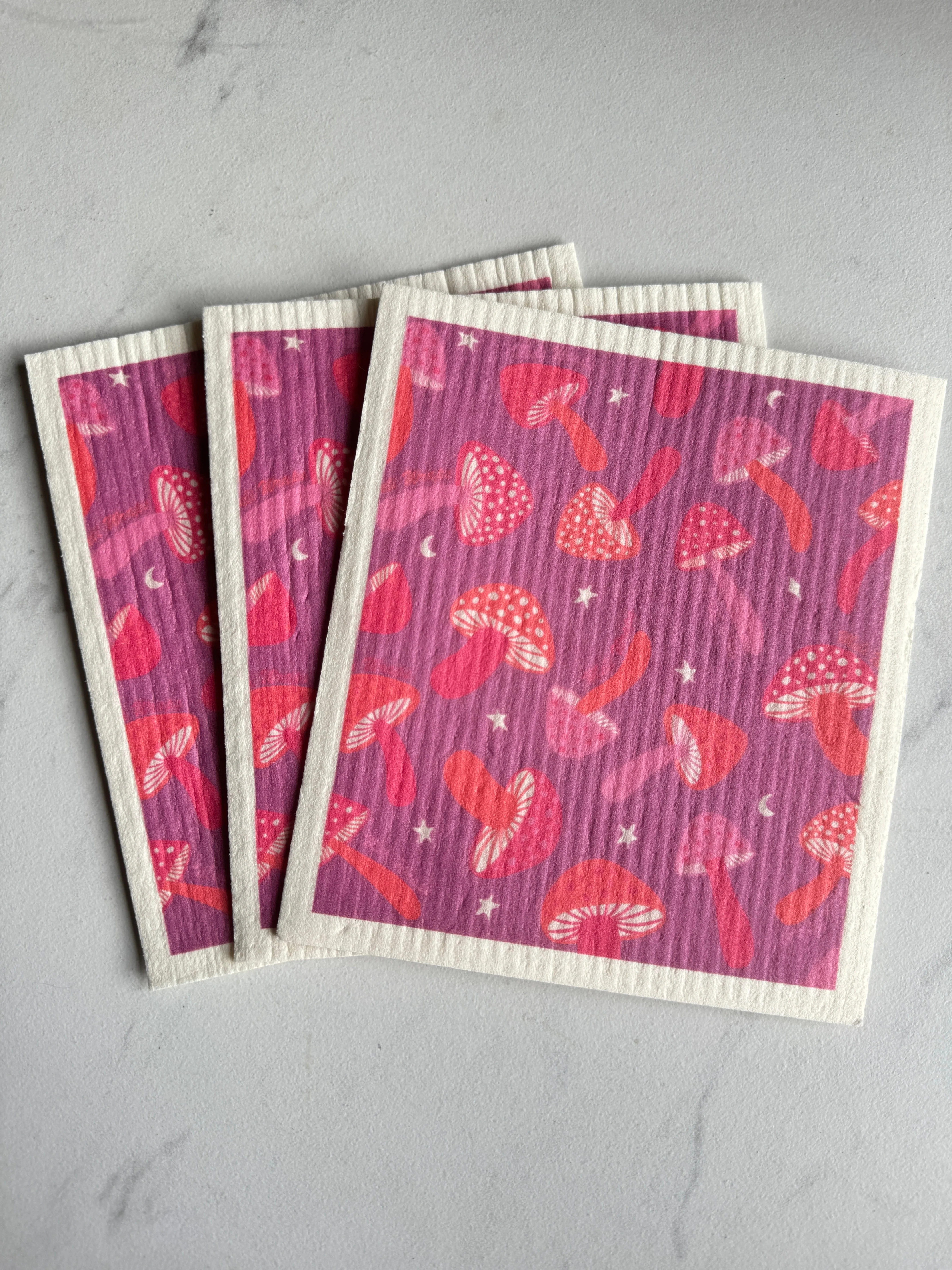 Set of 3 Beeswax Wraps - Mushroom Print - Image 3