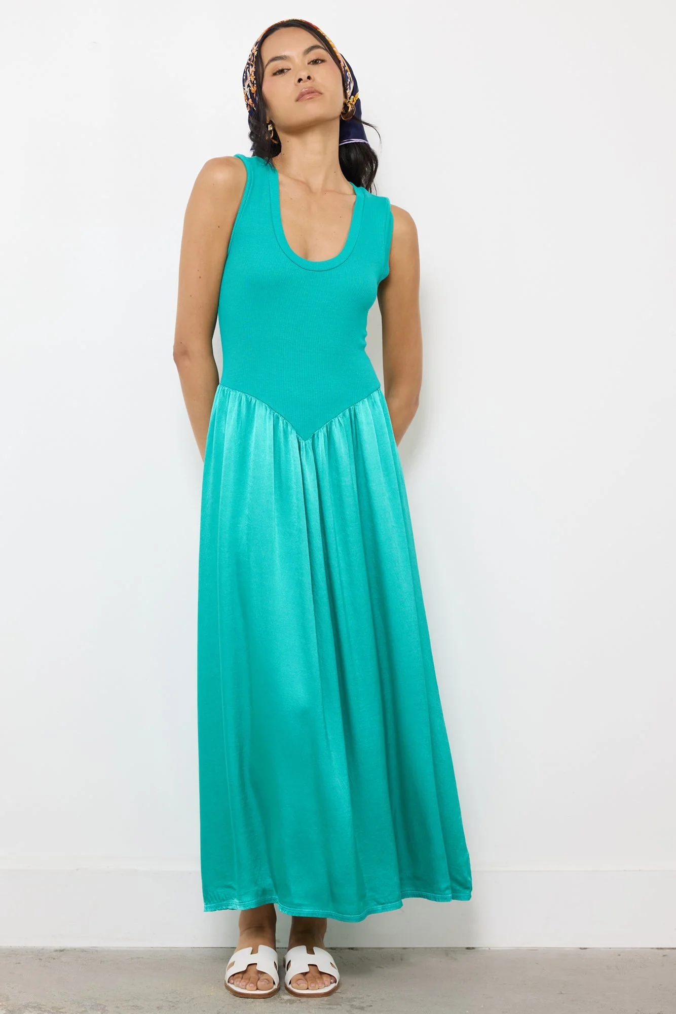Oliver Silky Tank Dress Ribbed Bodice - Image 2