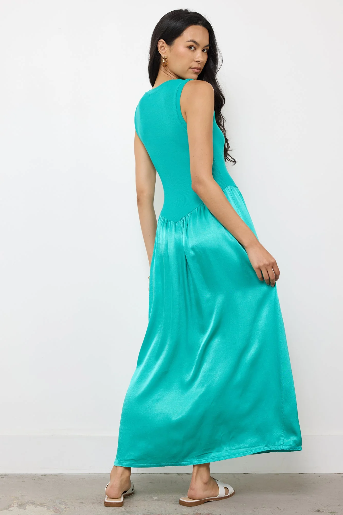 Oliver Silky Tank Dress Ribbed Bodice - Image 4