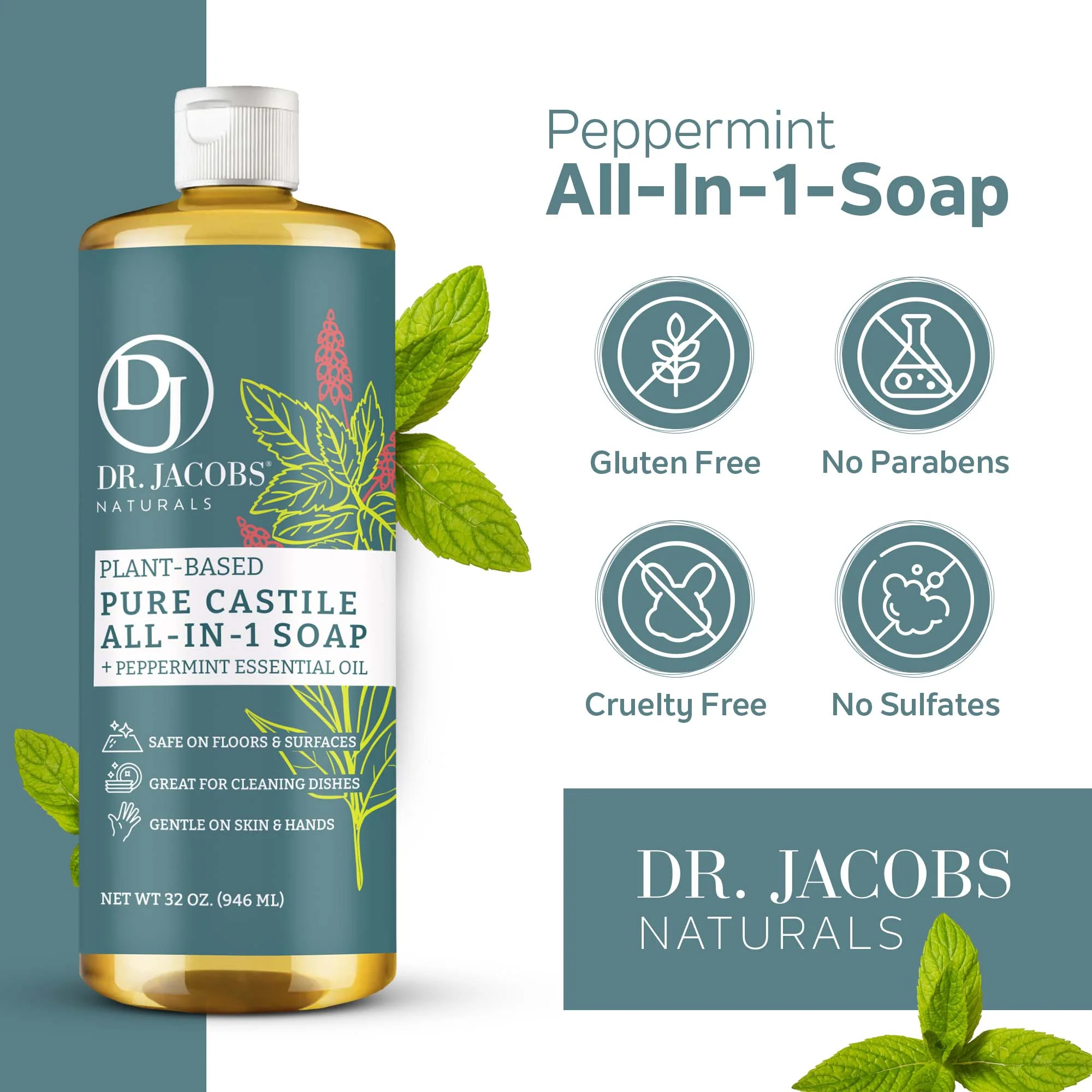 Peppermint Pure All In 1 Castile Soap - Thin Formula - Image 2