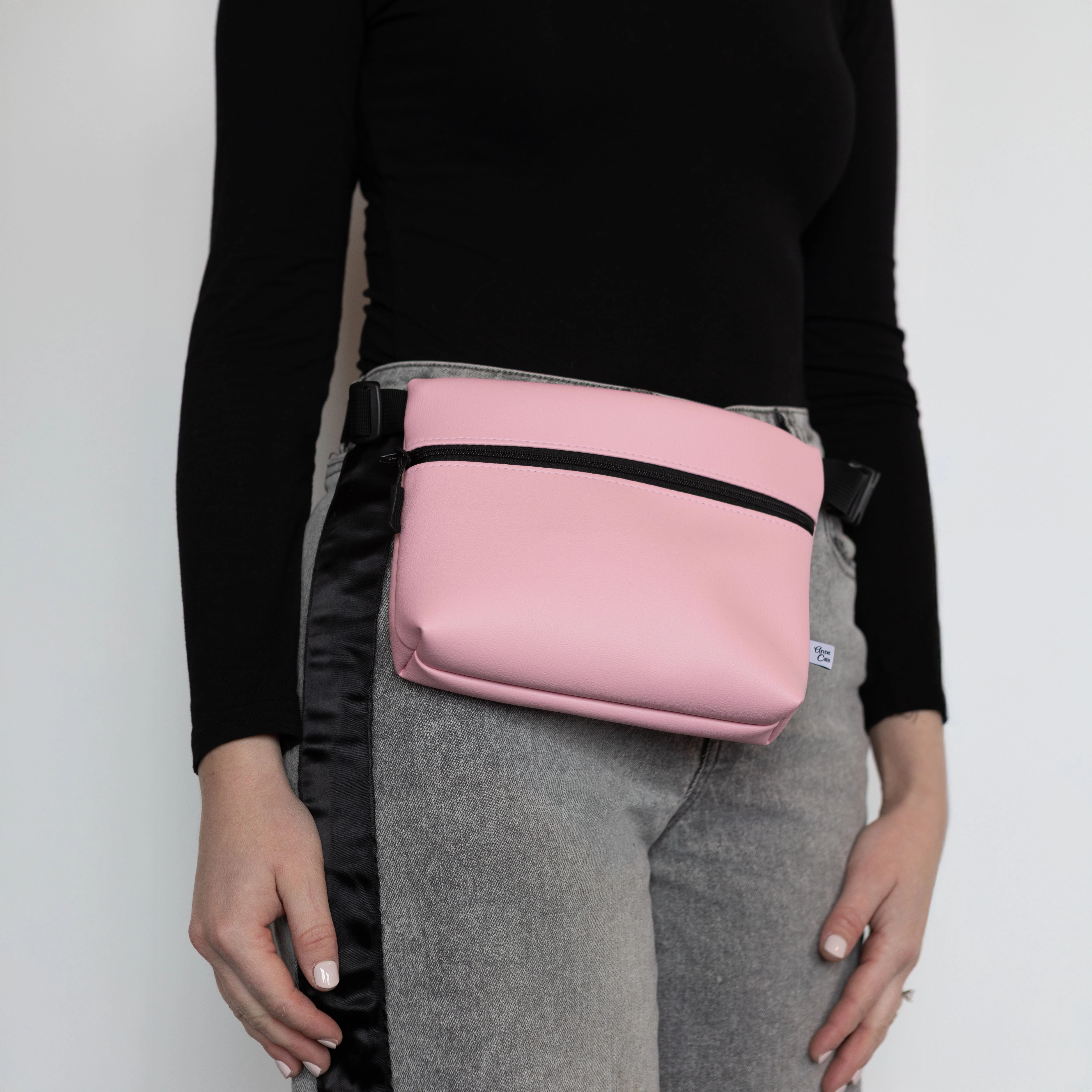 Vegan Leather Crossbody Or Fanny Pack - Pink - Image 4