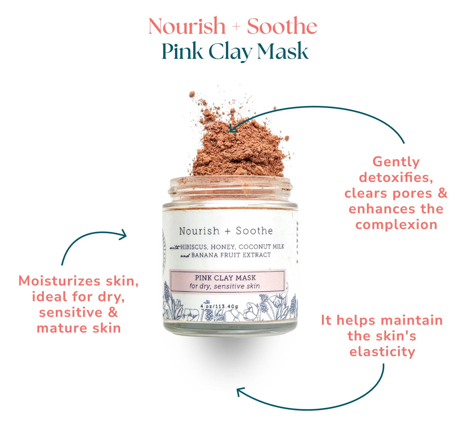 Radiant Pink Clay Mask - 4 Oz Glass Jar - Image 3