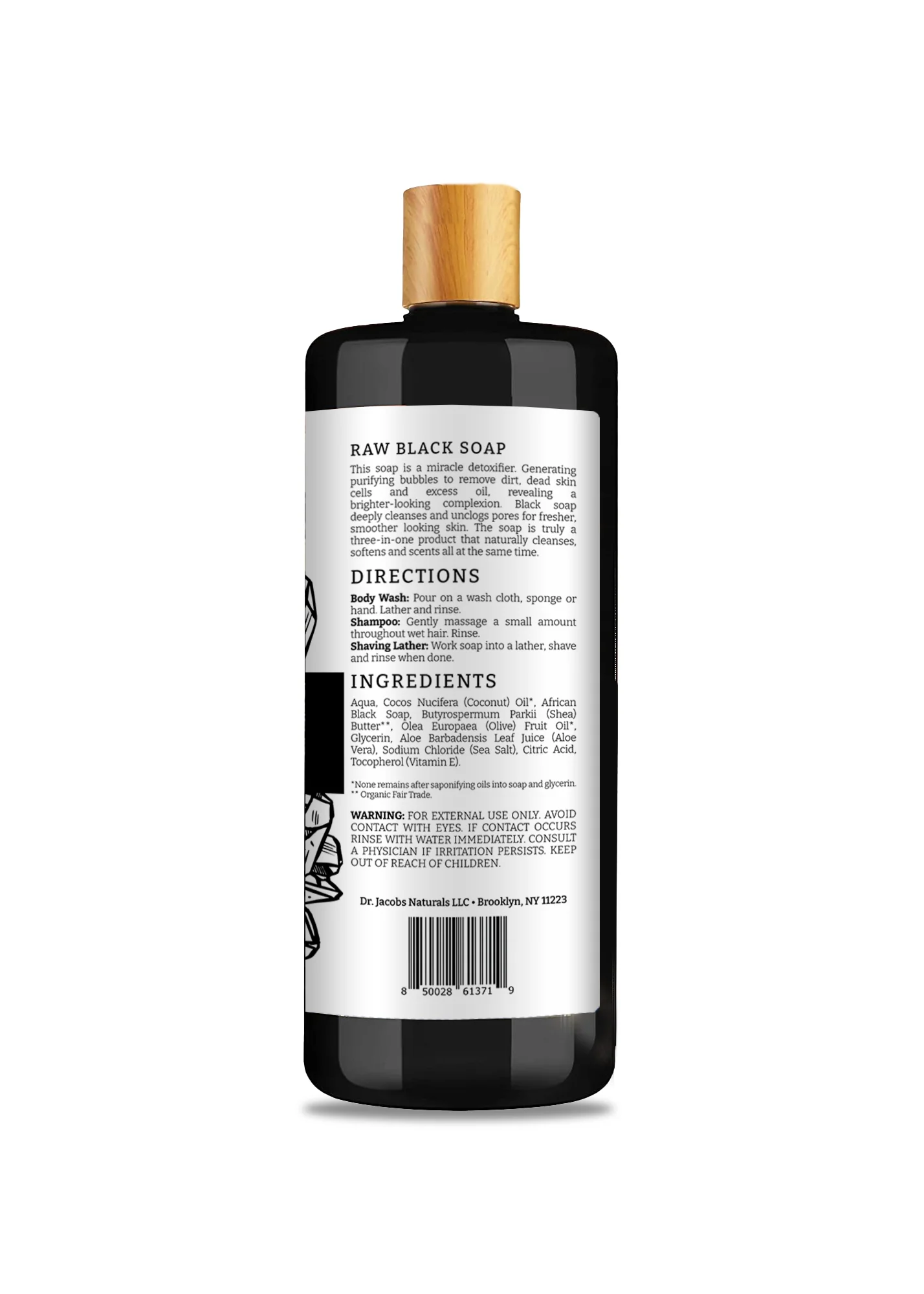 Detoxifying Raw Black Soap Body Wash - 32 oz. - Image 5