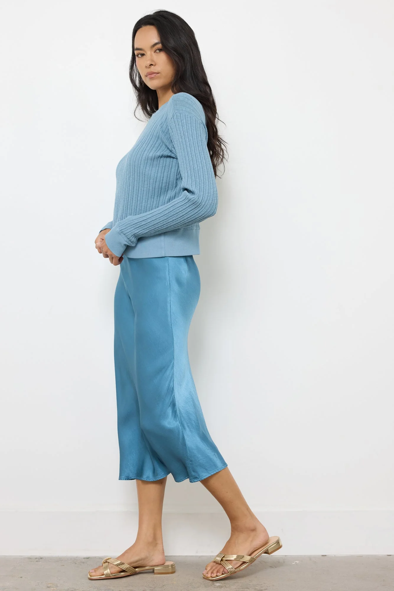 Striped Cotton Pullover - Banded Hem - Image 3