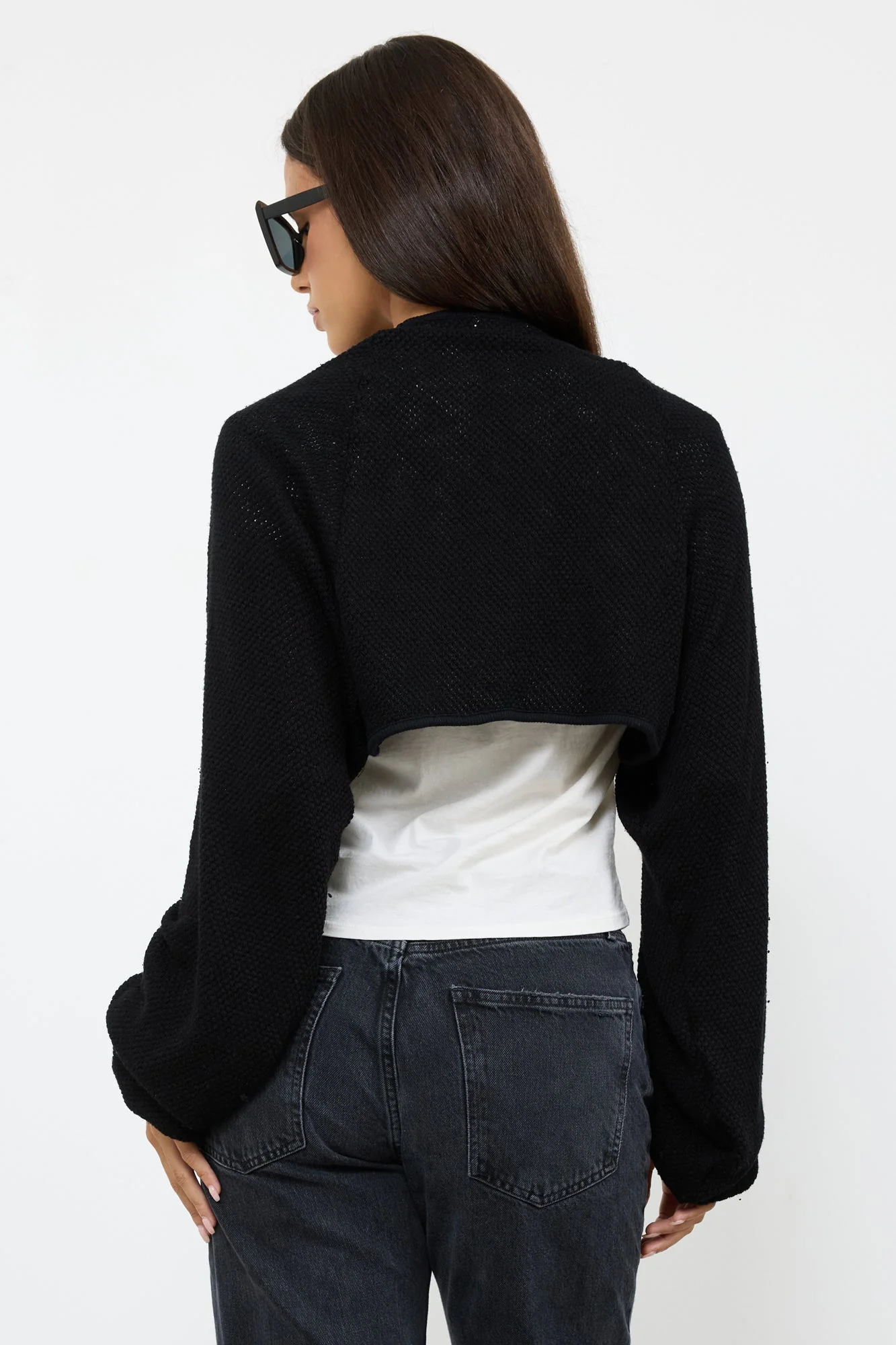 Sia Shrug Mesh Sweater Knit Crop - Image 6