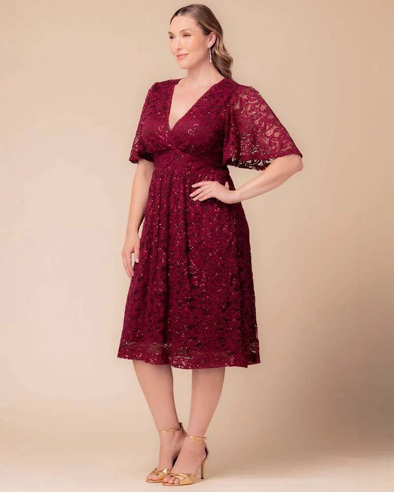 Plus Size Starry Sequined Lace Cocktail Dress - Image 24