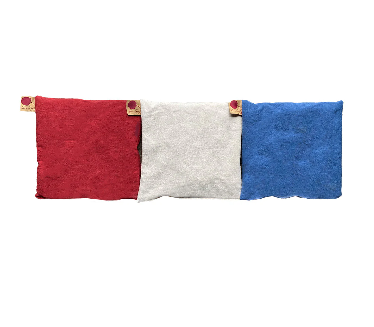 Hot Cherry Square Pillow Set - Red Blue & Natural Denim - Image 2