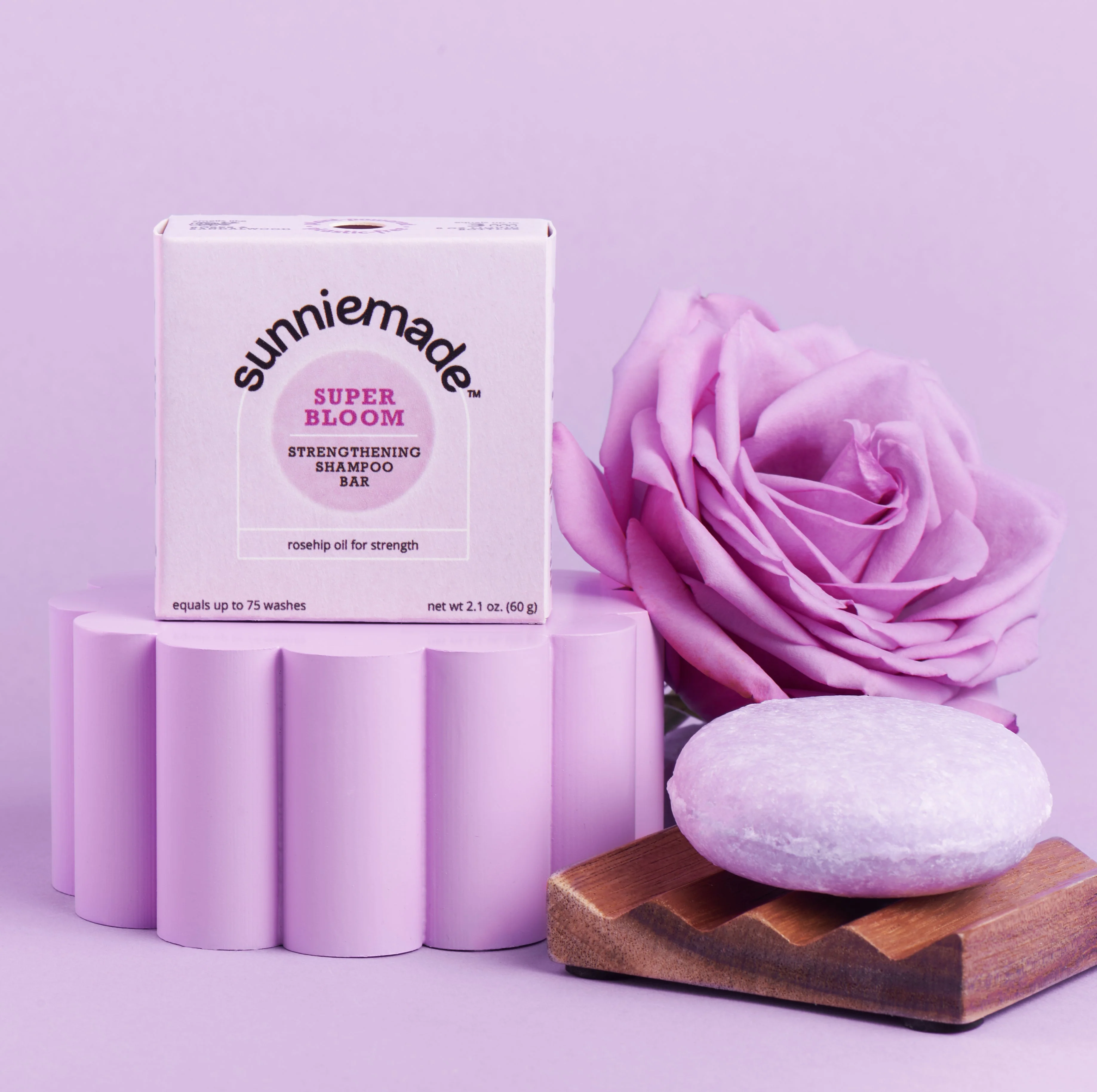 Super Bloom Strengthening Shampoo Bar - Sandalwood & Rose - Image 2