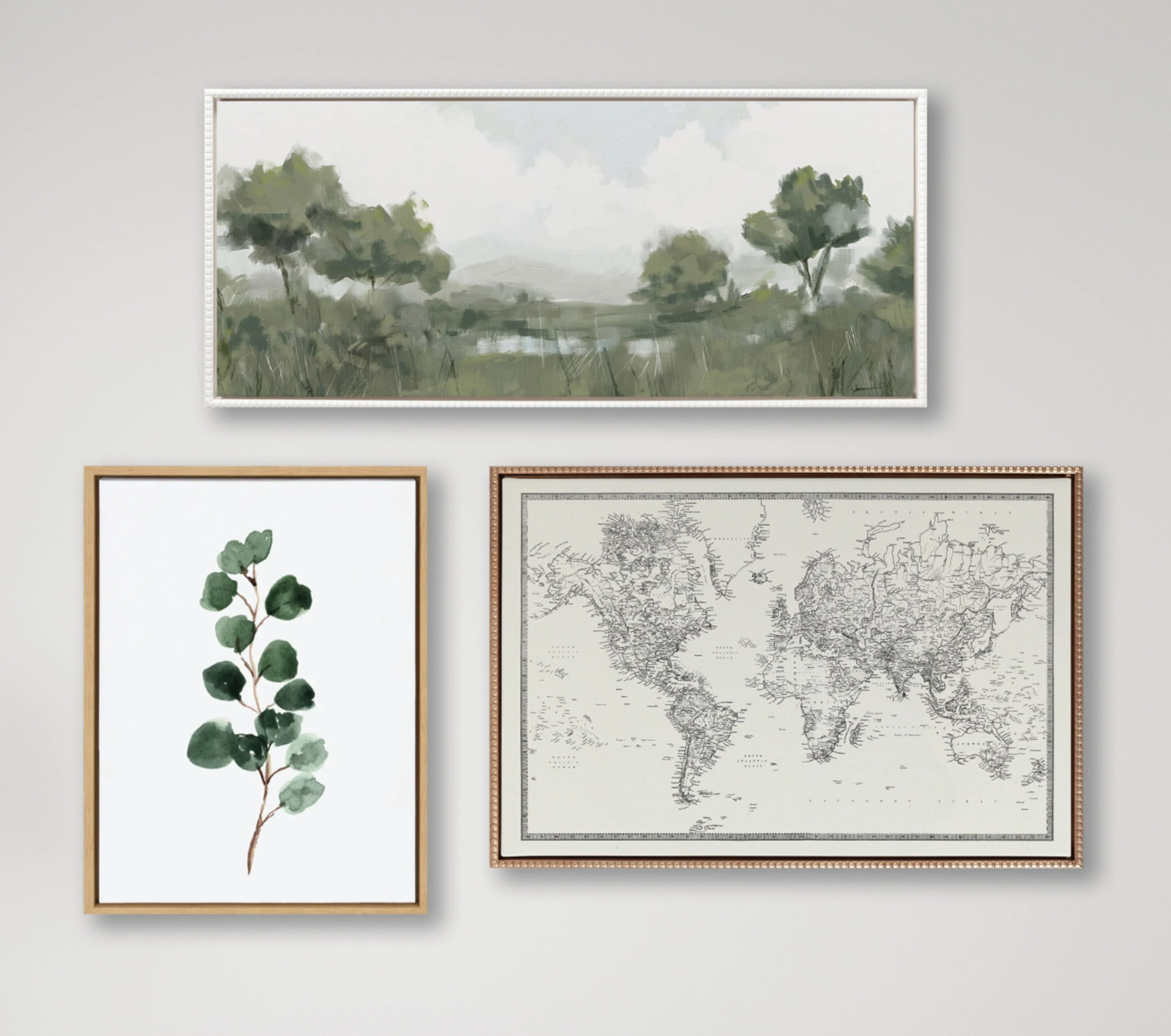Sylvie Beaded Vintage Black and White World Map Framed Canvas by The Creative Bunch Studio - Image 15