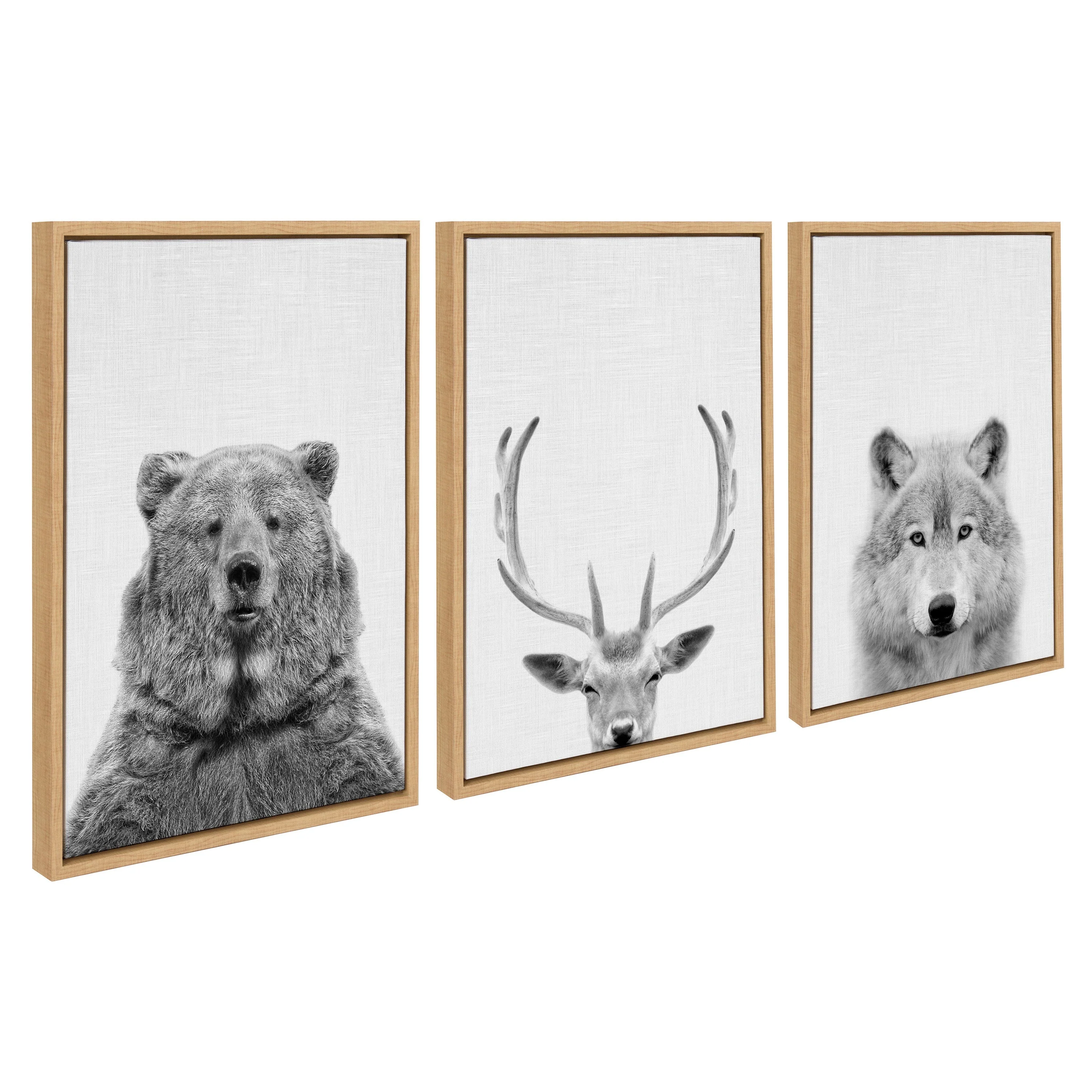 Sylvie Bear Deer and Wolf Framed Canvas Art Set by Simon Te of Tai Prints - Image 10