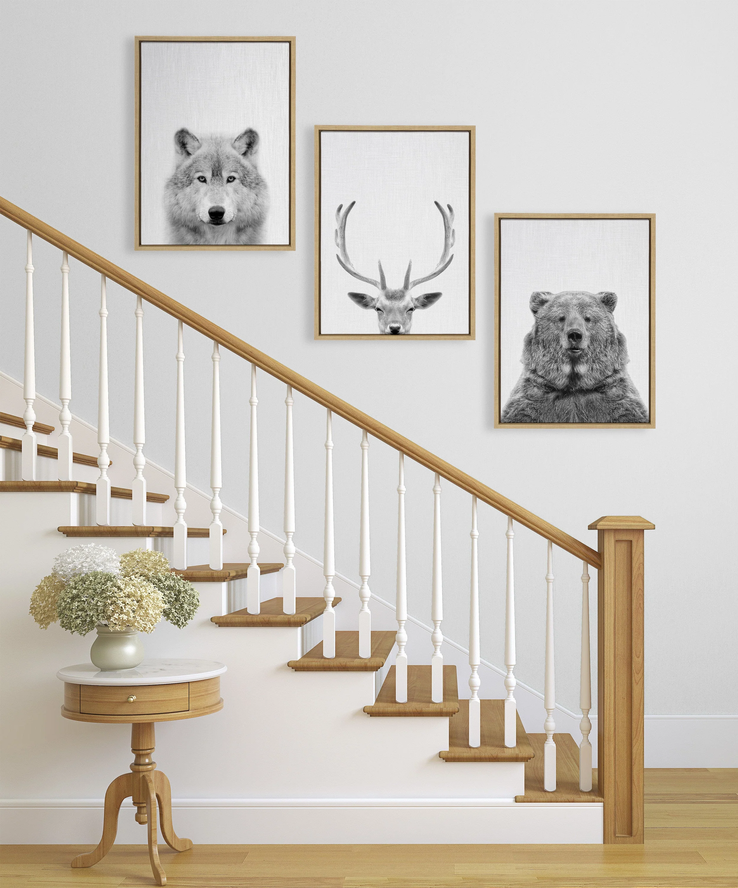 Sylvie Bear Deer and Wolf Framed Canvas Art Set by Simon Te of Tai Prints - Image 7