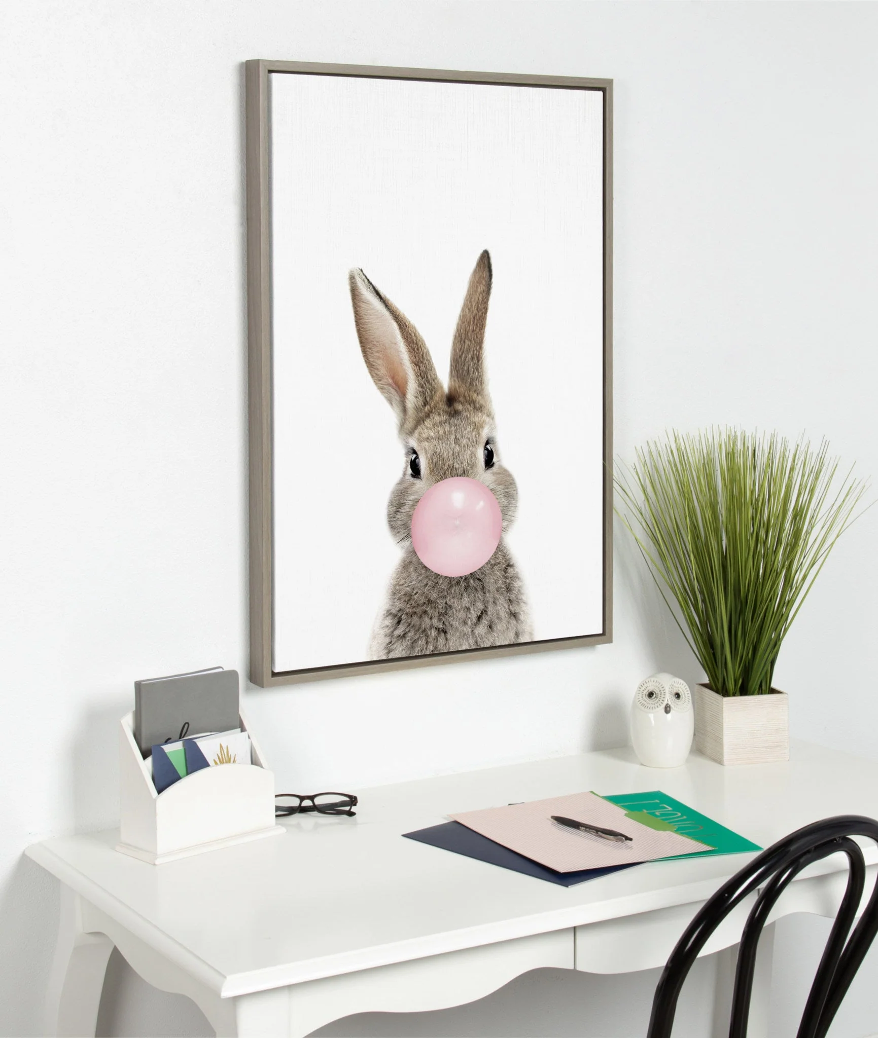 Sylvie Bubble Gum Bunny Framed Canvas by Amy Peterson Art Studio - Image 6
