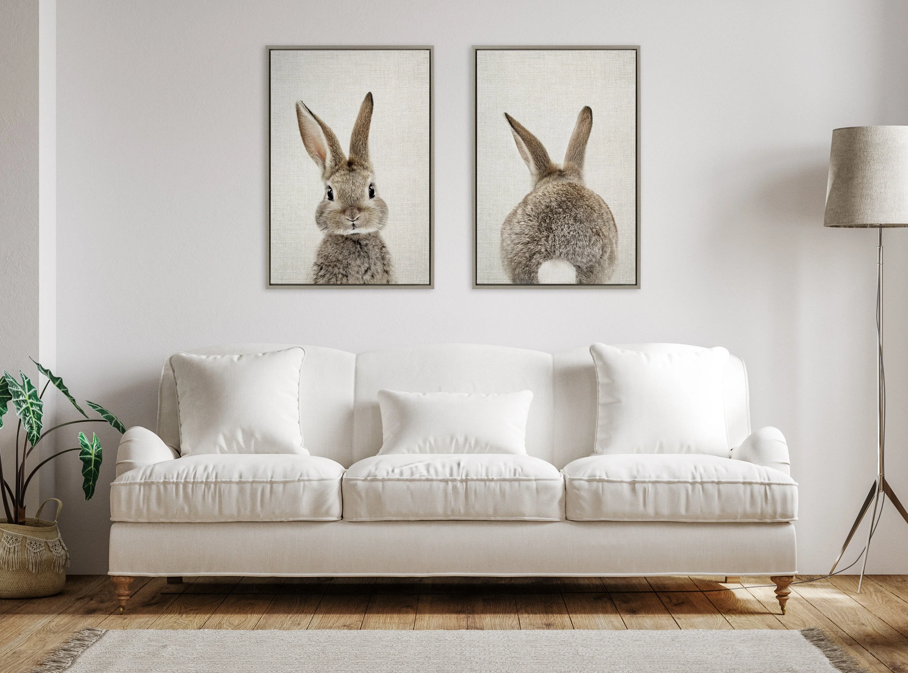 Sylvie Bunny Portrait and Bunny Tail Framed Canvas Art Set by Amy Peterson Art Studio - Image 2