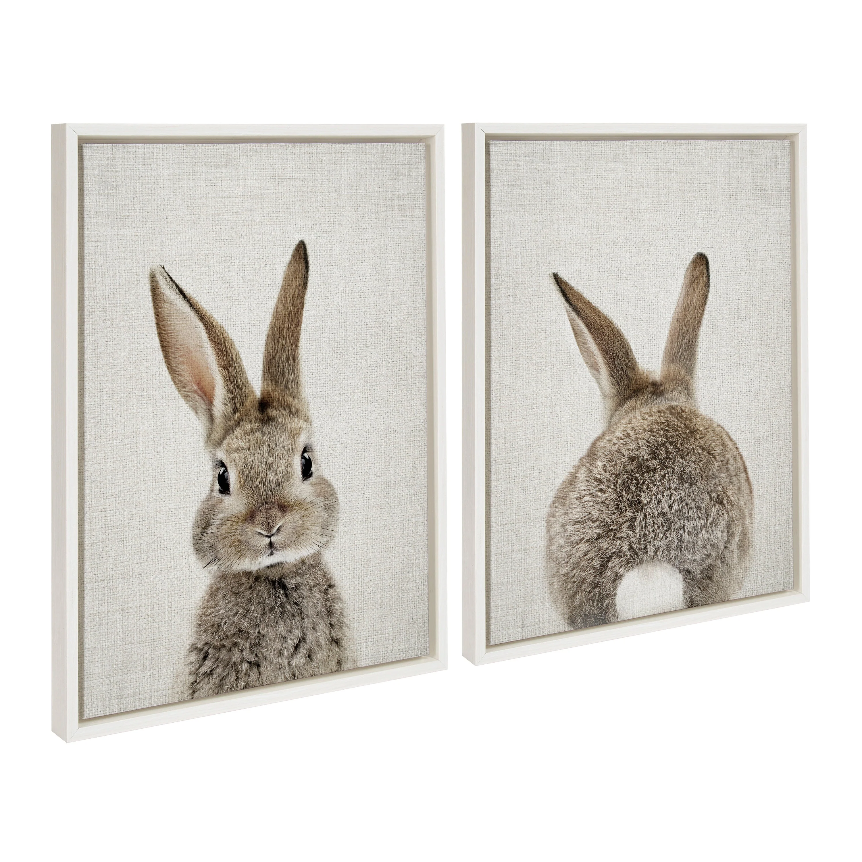 Sylvie Bunny Portrait and Bunny Tail Framed Canvas Art Set by Amy Peterson Art Studio - Image 3