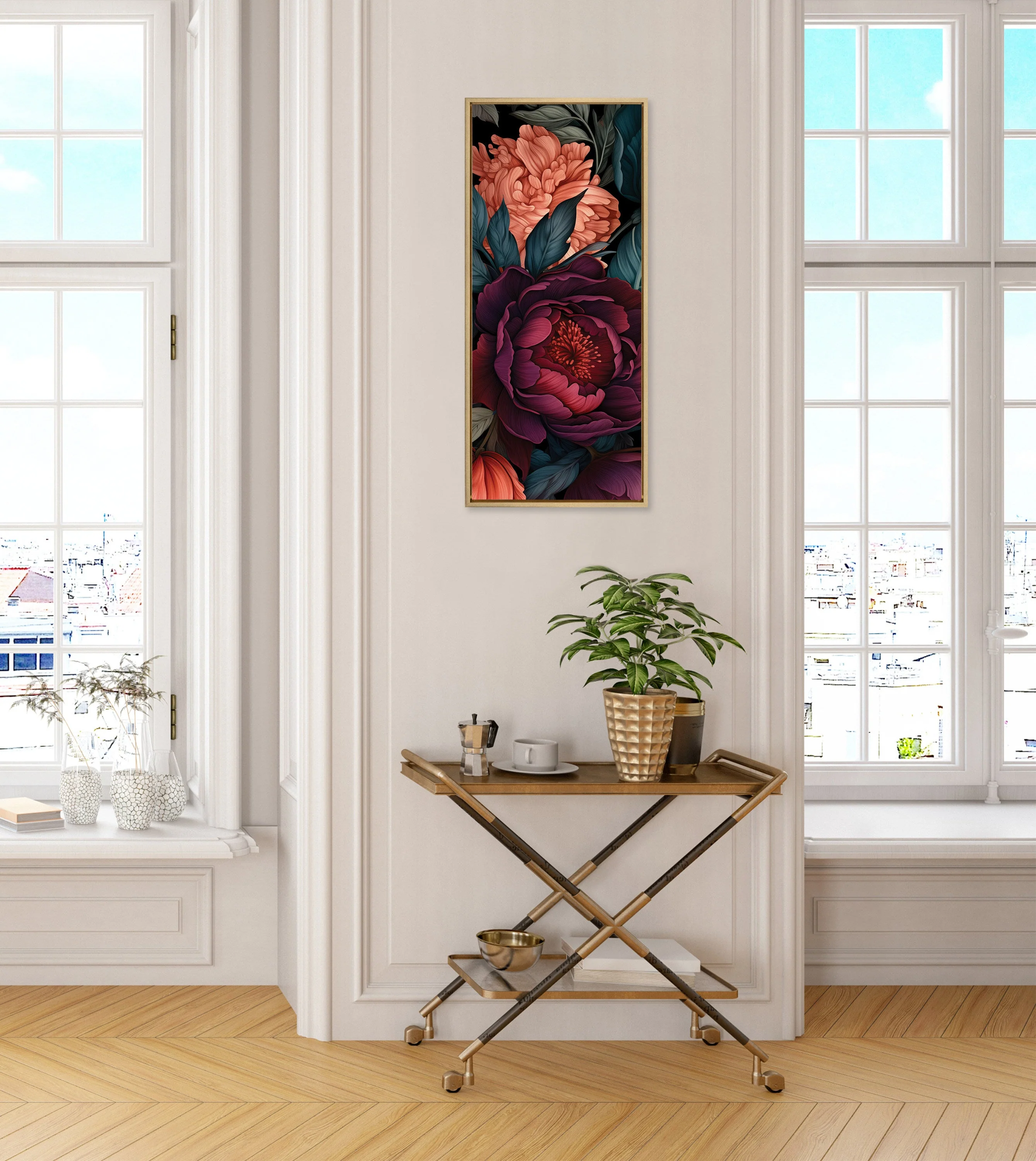 Sylvie Dark Academia Floral in Rich Jewel Tones Framed Canvas by The Creative Bunch Studio - Image 10