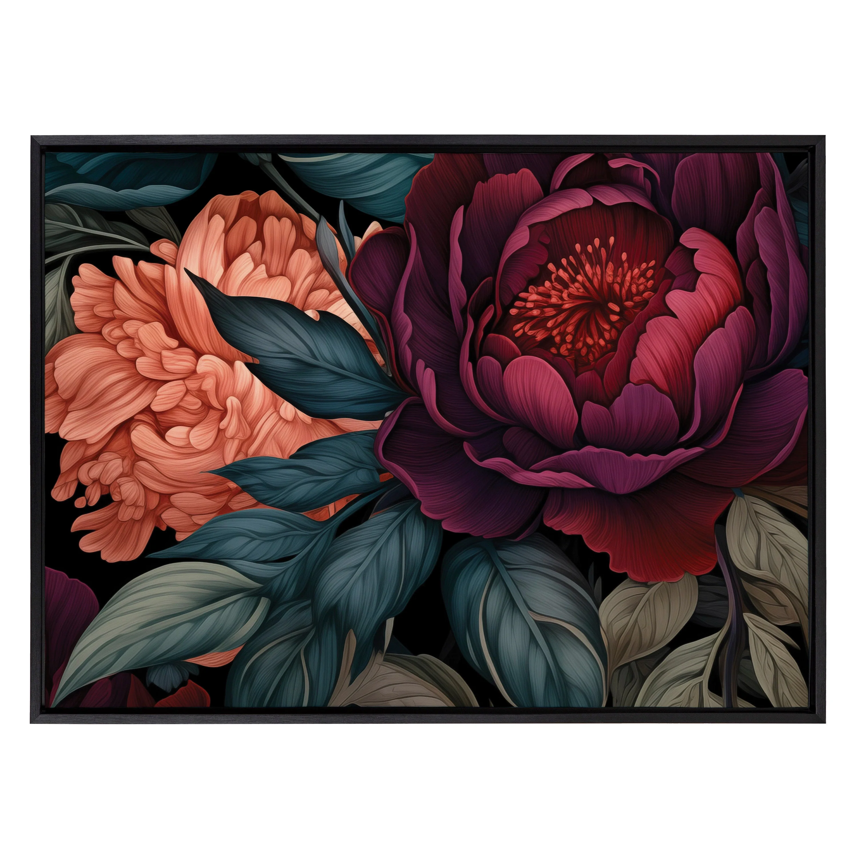 Sylvie Dark Academia Floral in Rich Jewel Tones Framed Canvas by The Creative Bunch Studio - Image 13