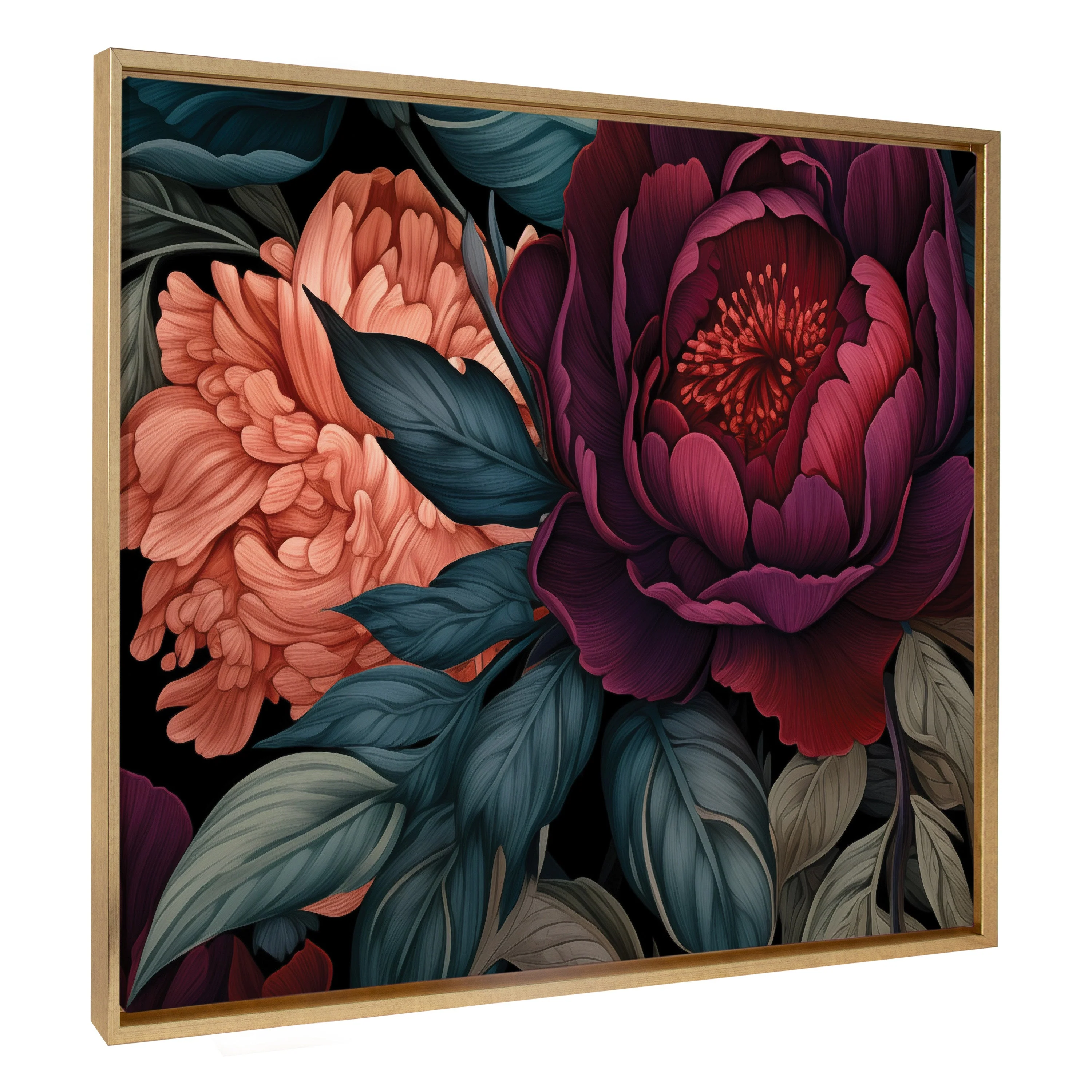 Sylvie Dark Academia Floral in Rich Jewel Tones Framed Canvas by The Creative Bunch Studio - Image 18