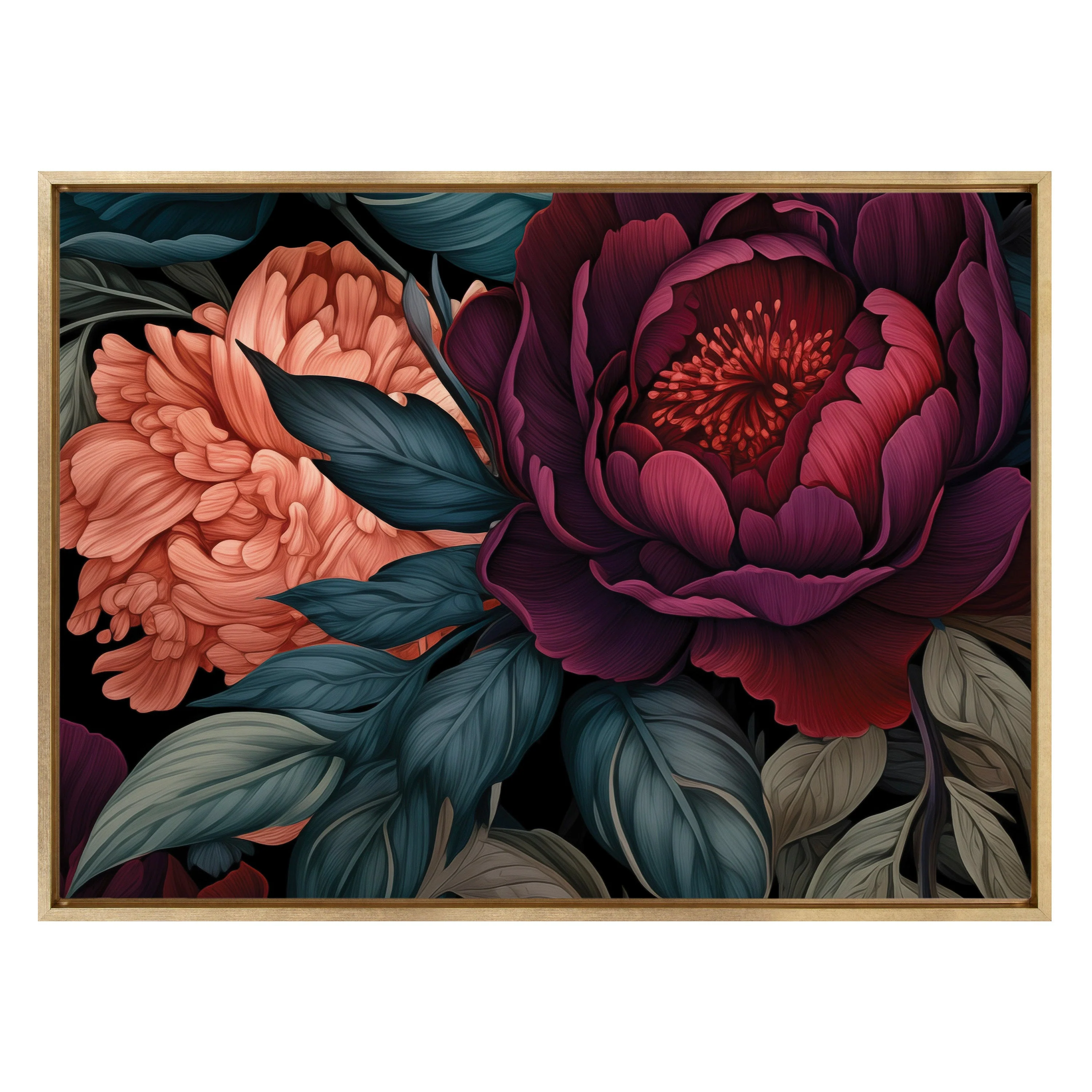 Sylvie Dark Academia Floral in Rich Jewel Tones Framed Canvas by The Creative Bunch Studio - Image 19