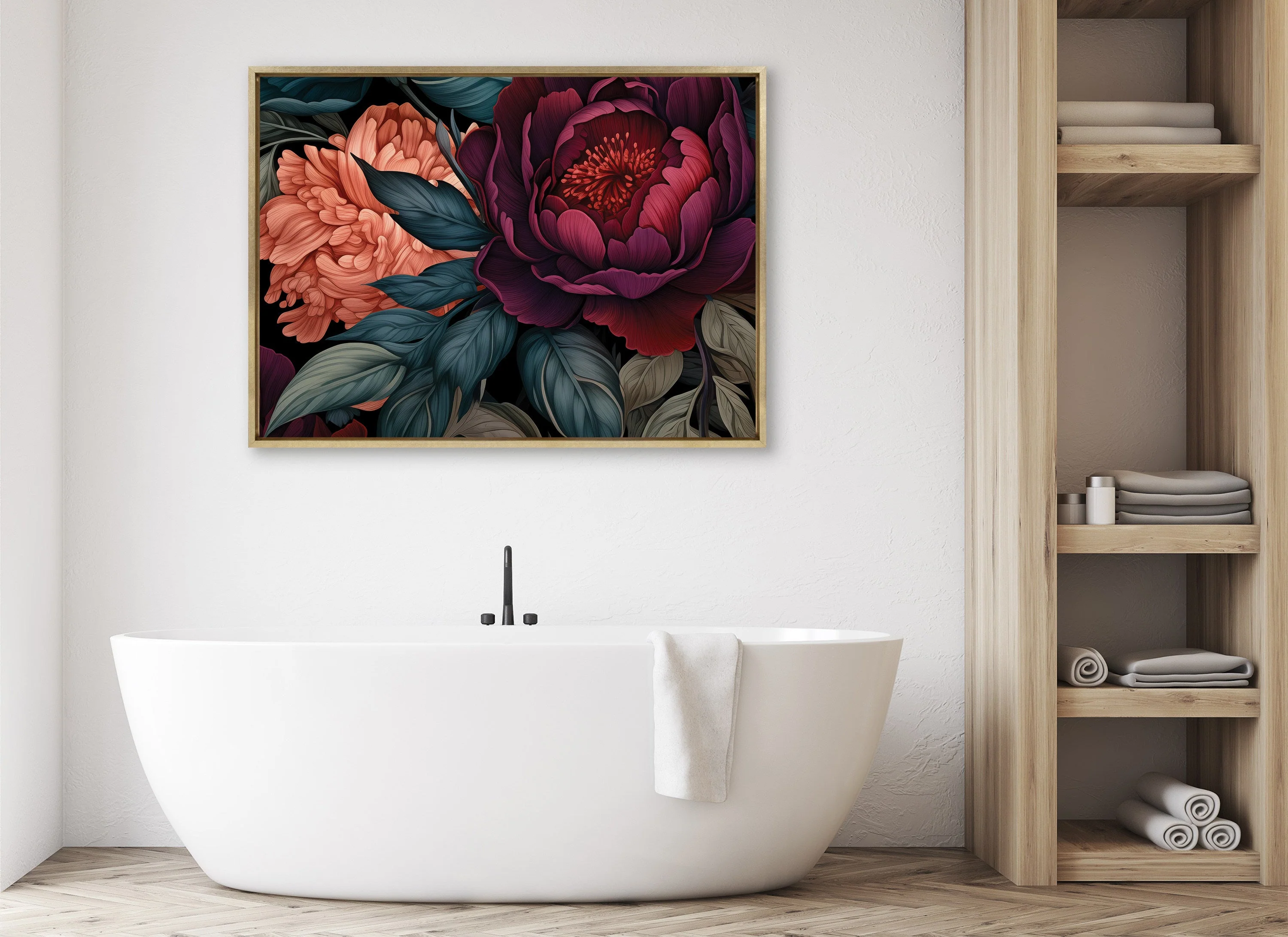 Sylvie Dark Academia Floral in Rich Jewel Tones Framed Canvas by The Creative Bunch Studio - Image 20