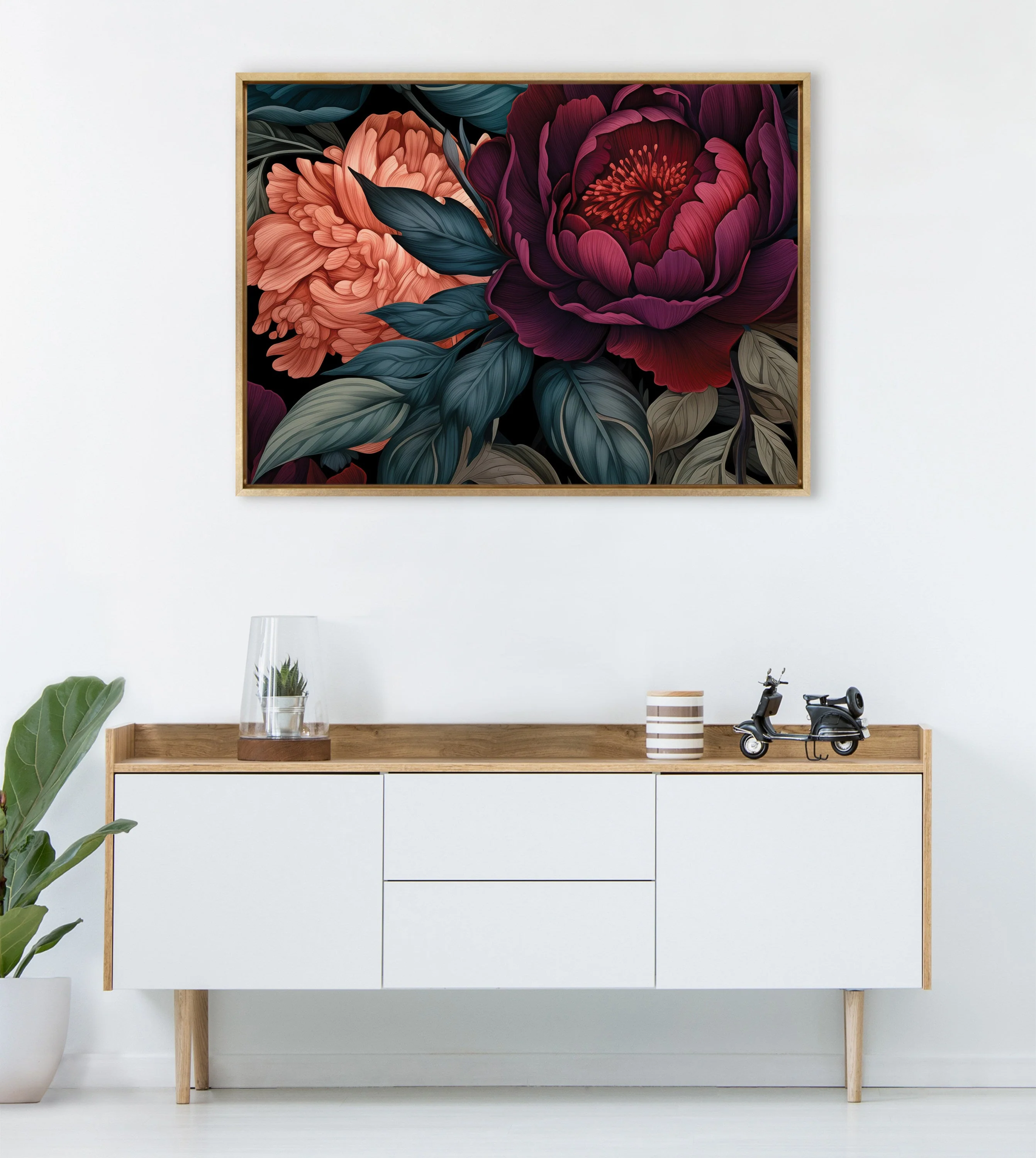 Sylvie Dark Academia Floral in Rich Jewel Tones Framed Canvas by The Creative Bunch Studio - Image 21