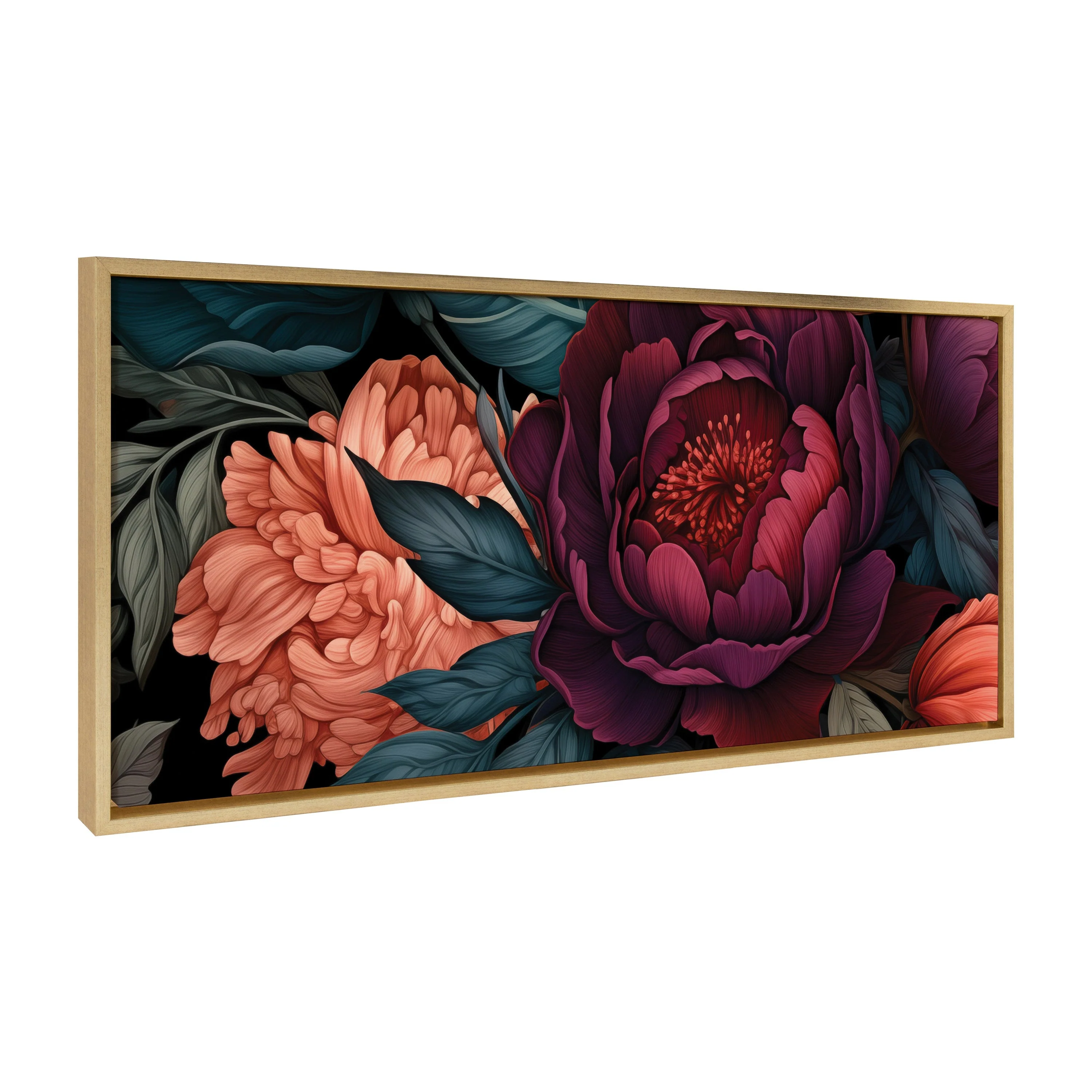 Sylvie Dark Academia Floral in Rich Jewel Tones Framed Canvas by The Creative Bunch Studio - Image 7