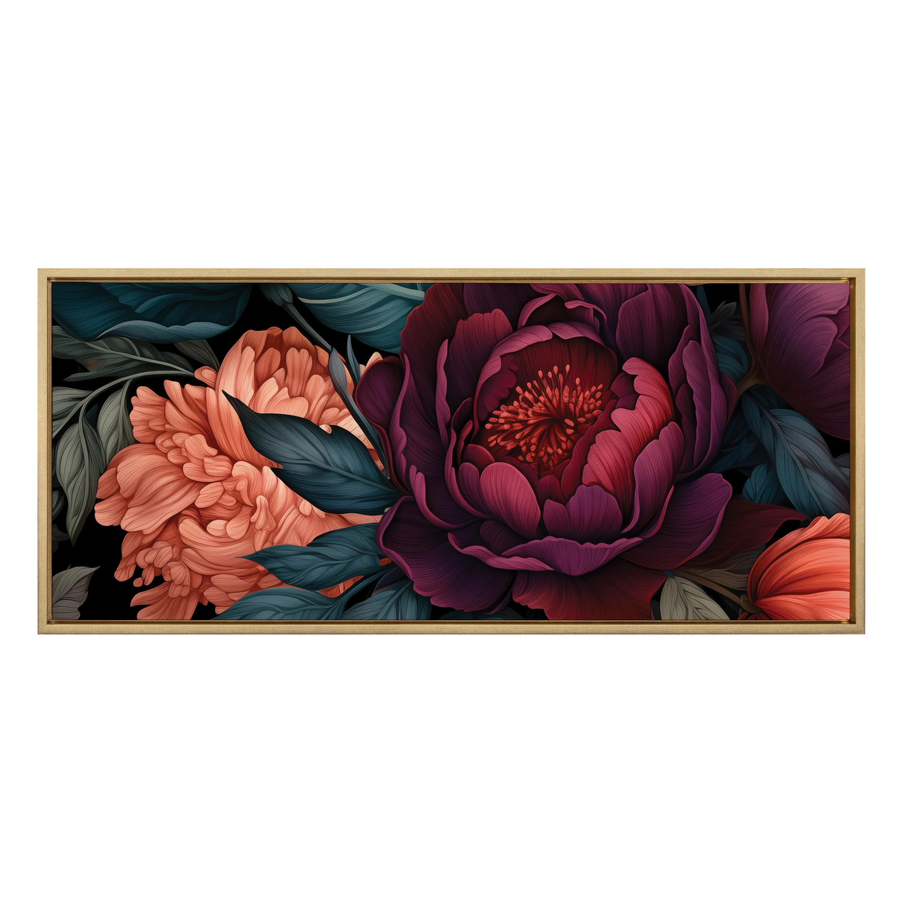Sylvie Dark Academia Floral in Rich Jewel Tones Framed Canvas by The Creative Bunch Studio - Image 8
