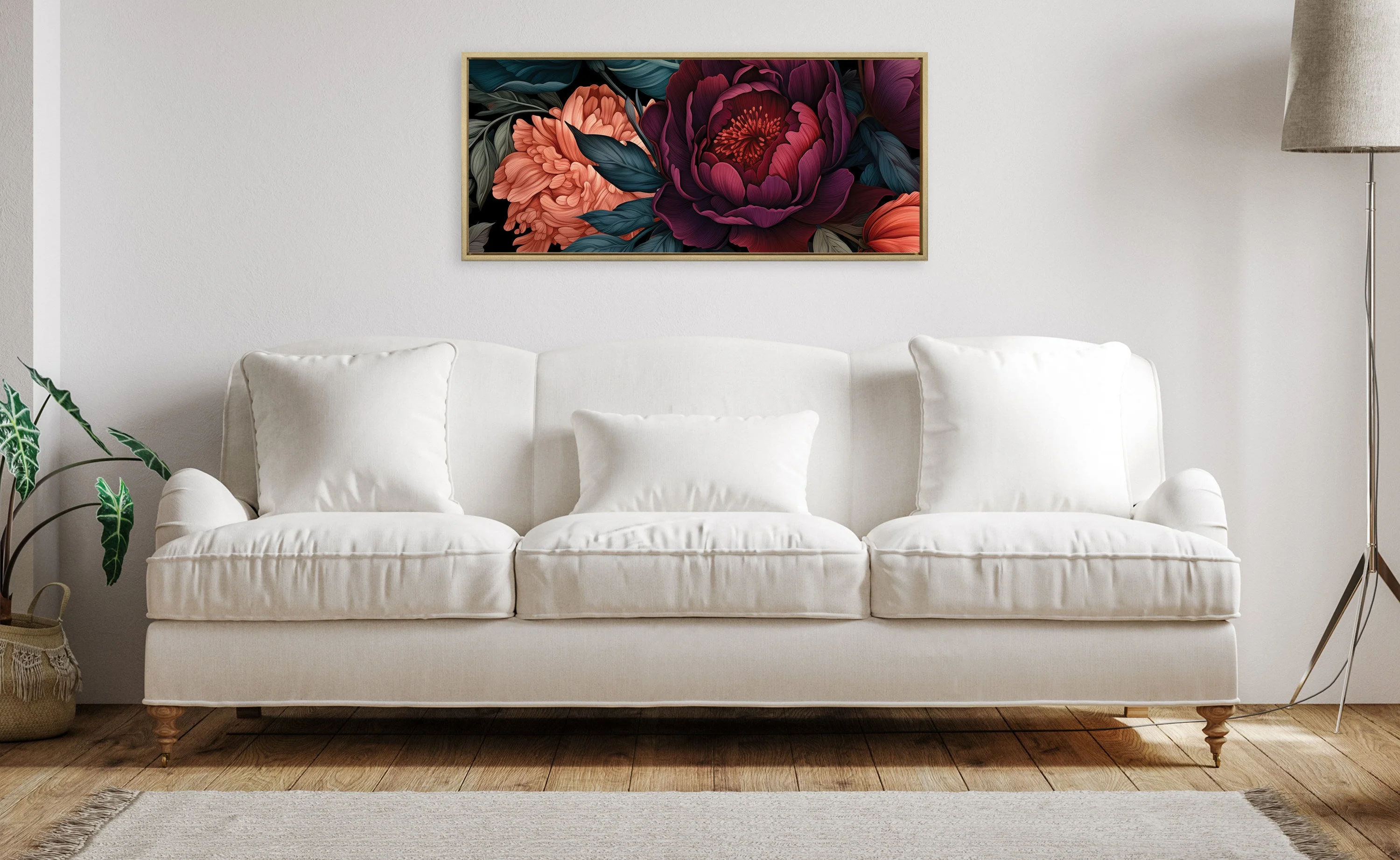 Sylvie Dark Academia Floral in Rich Jewel Tones Framed Canvas by The Creative Bunch Studio - Image 9