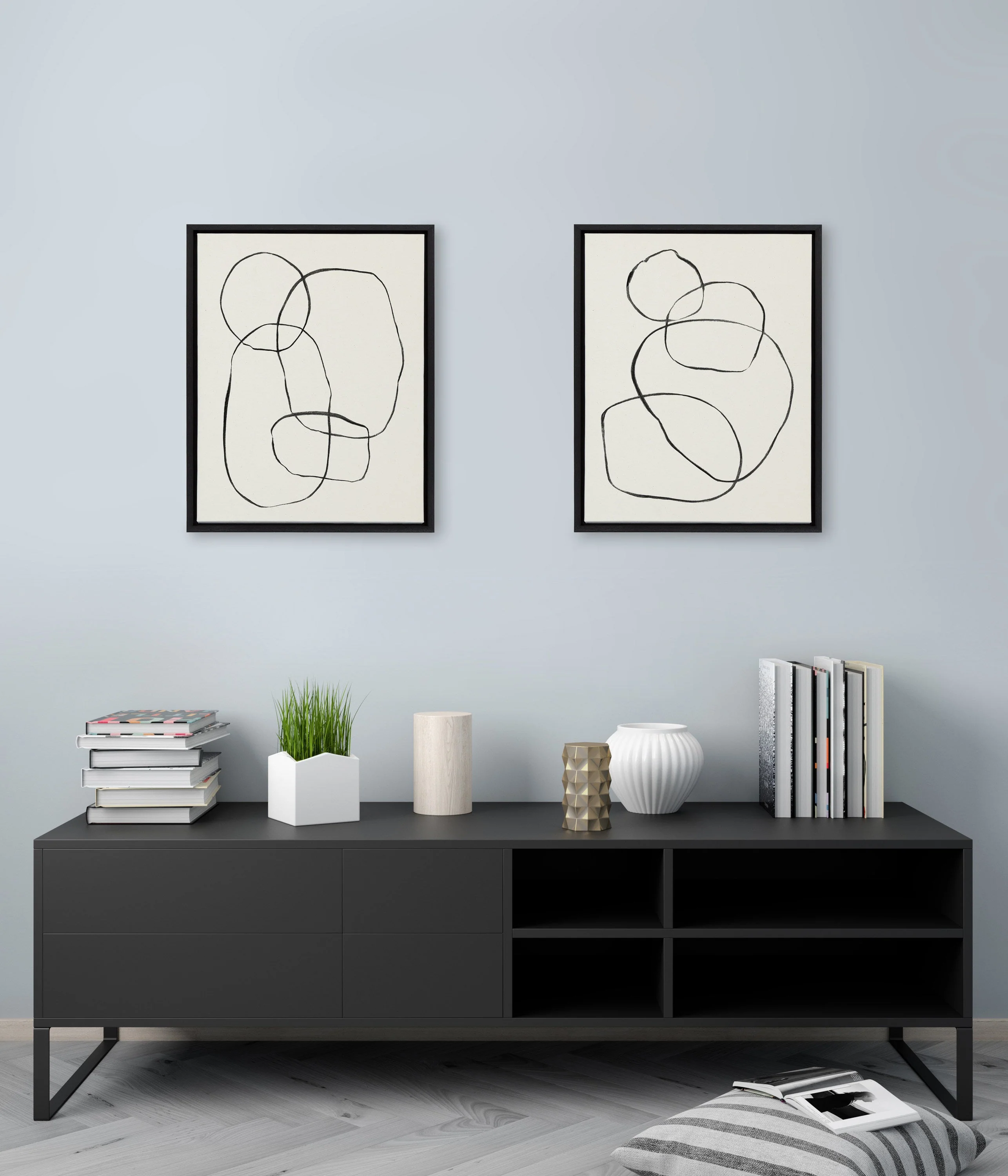 Sylvie Going in Circles Framed Textured Canvas Set by Teju Reval of SnazzyHues - Image 62