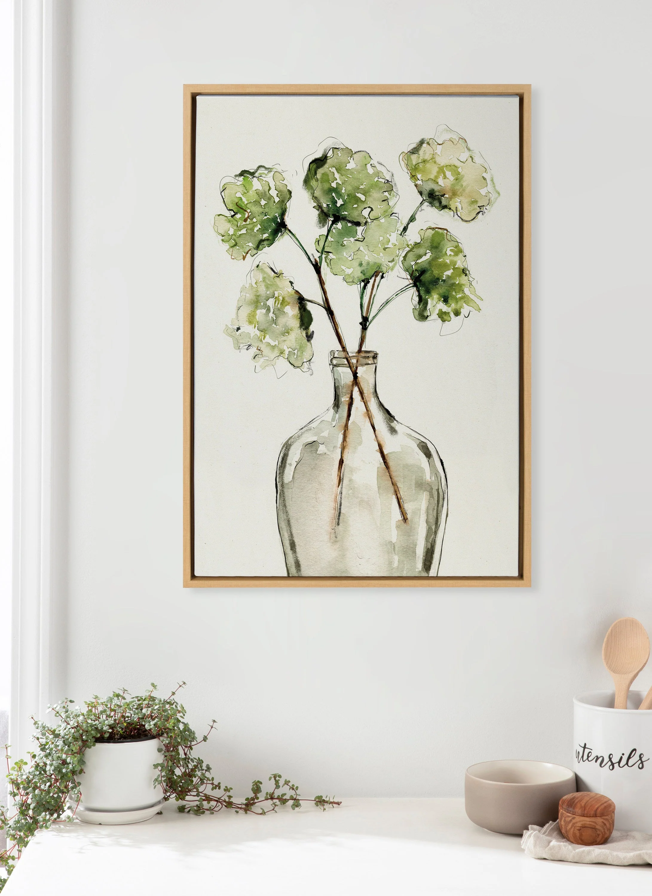 Sylvie Greenery Vase Framed Canvas by Sara Berrenson - Image 14